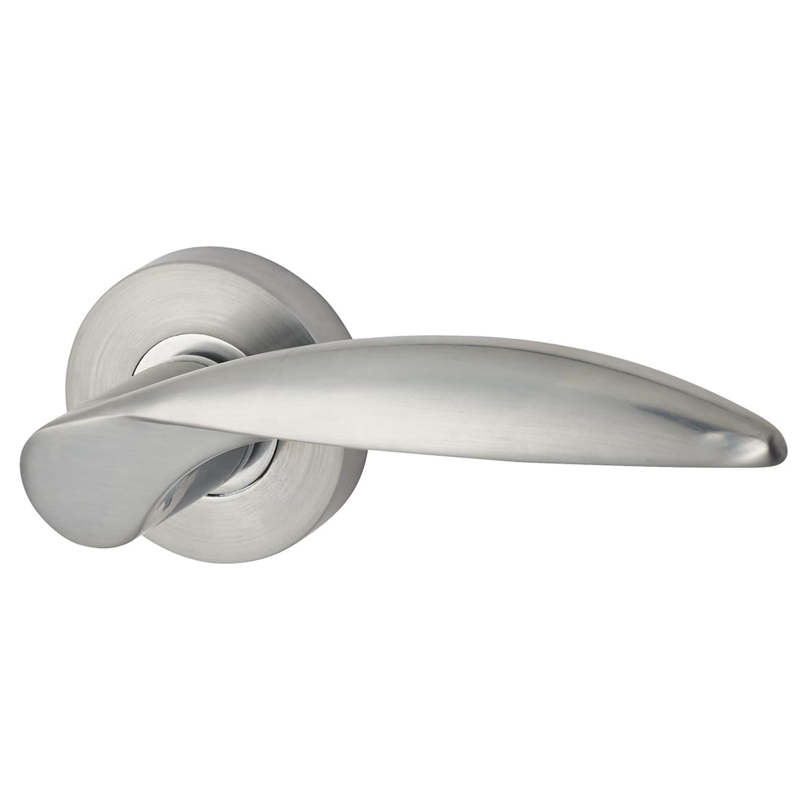 Satin Chrome Latch Door Handles on Rose Pack - Passage - Cresta Range - view 2