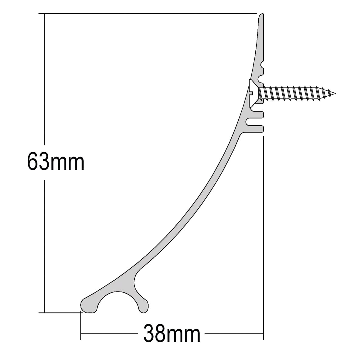 SRD 63 Rain Deflector - 1000mm Length - Inward/Outward Opening Doors - Polished Silver - view 2