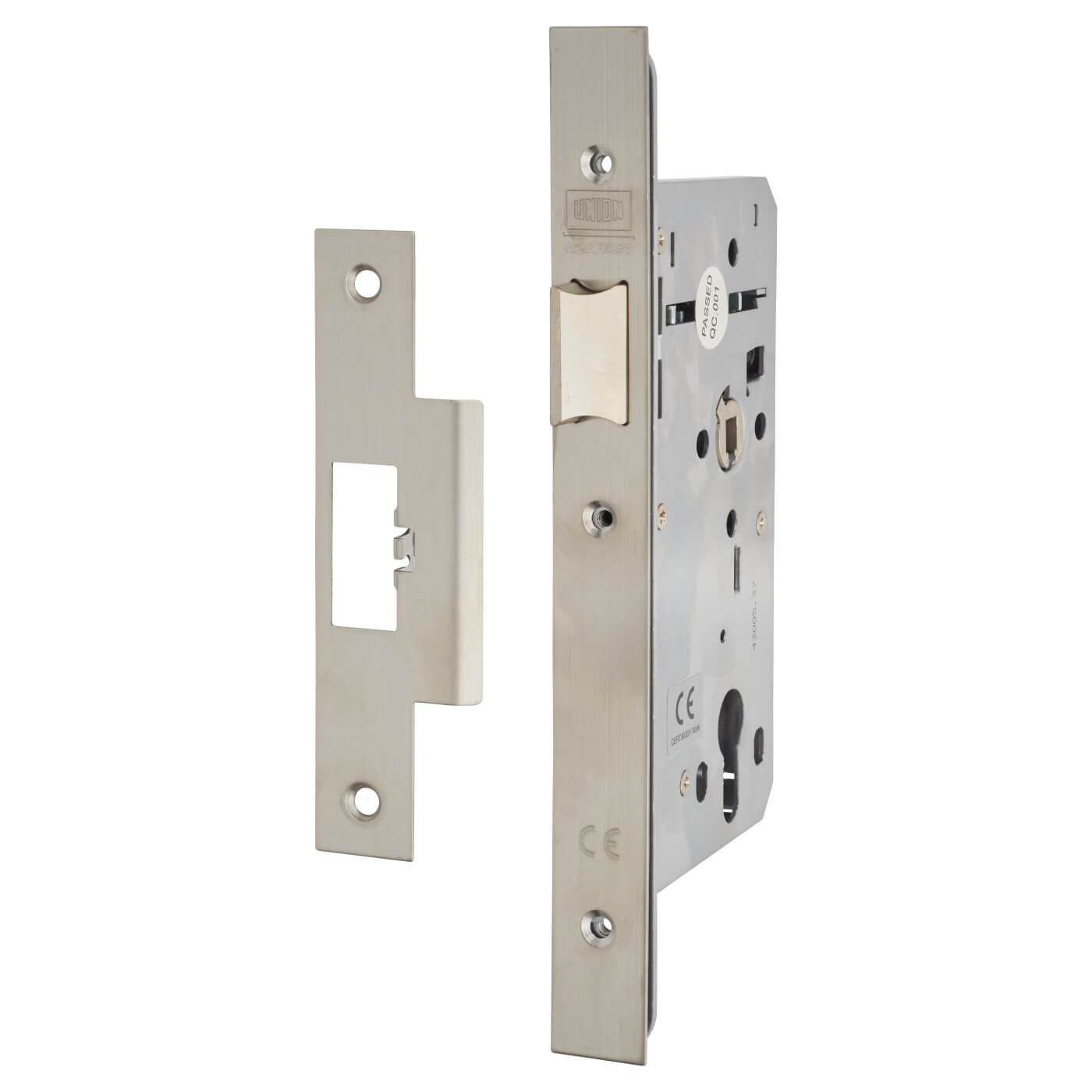 Heavy Duty DIN Latch - 90mm Case - 60mm Backset - Square - Satin Stainless Steel - view 2