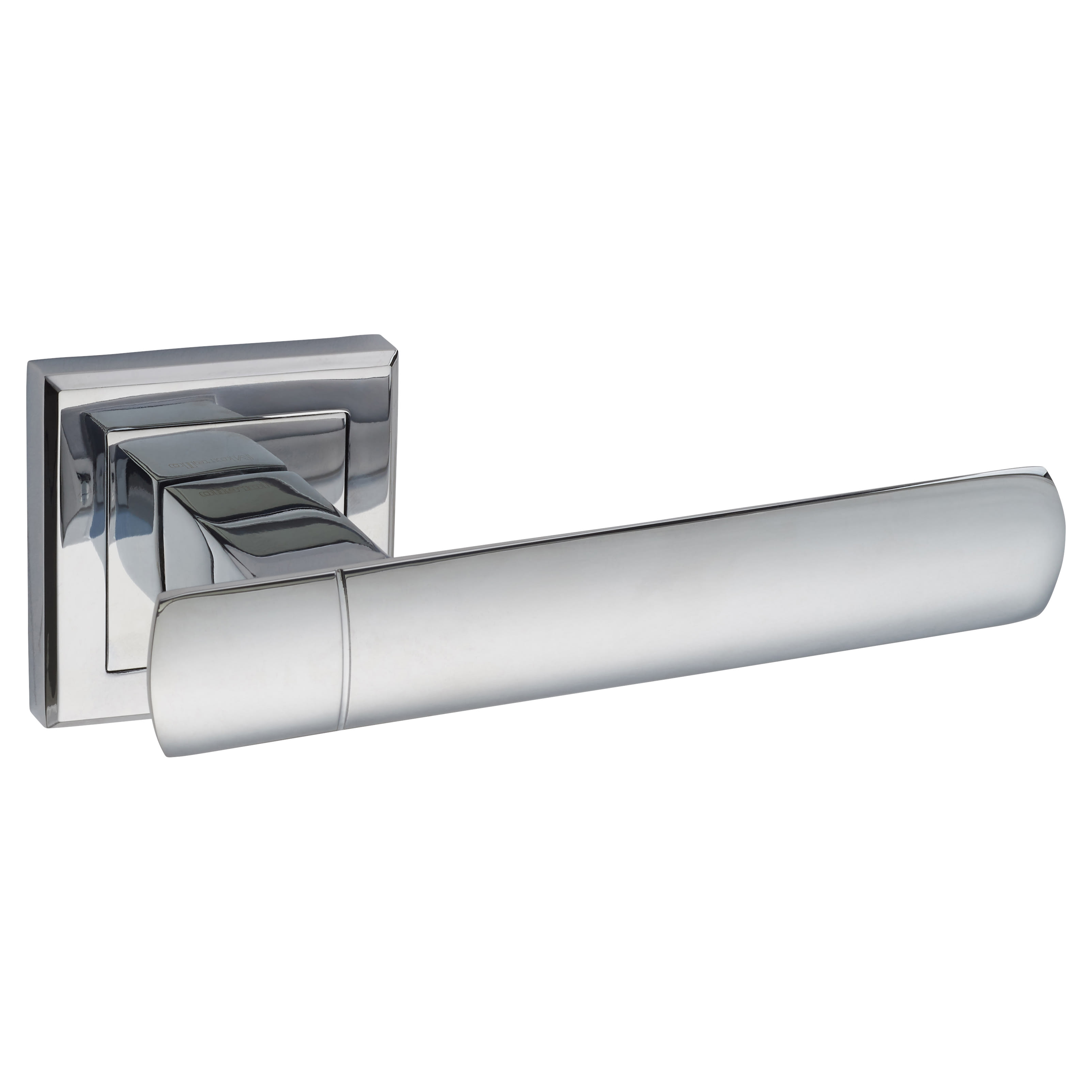 Polished Chrome Door Handles on Square Rose - Essence Range - view 2