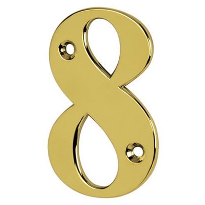 79mm Screw Fix Door Numeral - 8 - Polished Brass Effect - view 2