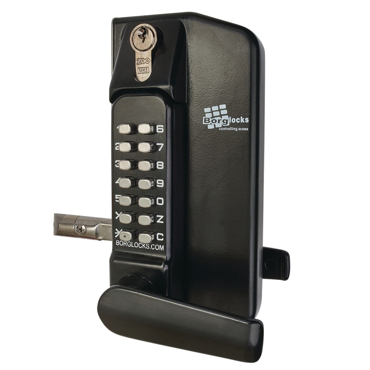 Borg BL3430 External Marine Grade ECP Push Button Gate B to B Code Lock with Key Override - Black - view 3