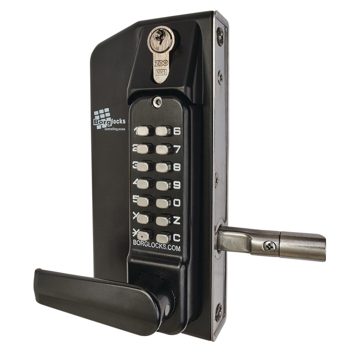 Borg BL3430 External Marine Grade ECP Push Button Gate B to B Code Lock with Key Override - Black - view 4