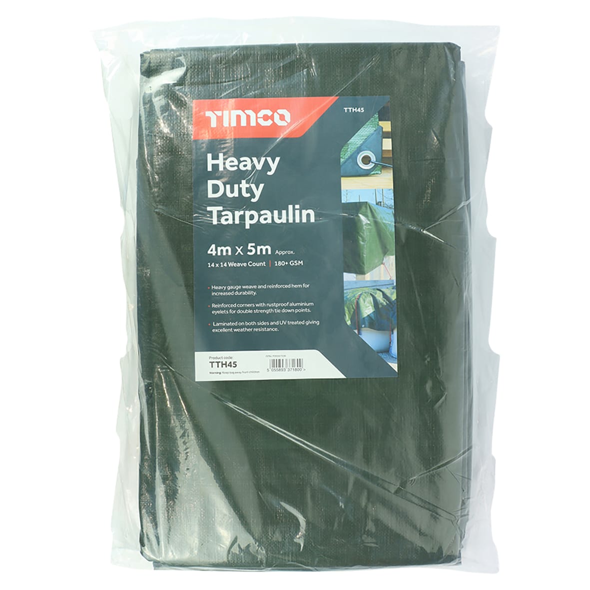 Heavy Duty Tarpaulin - 5m x 4m - Green - view 2
