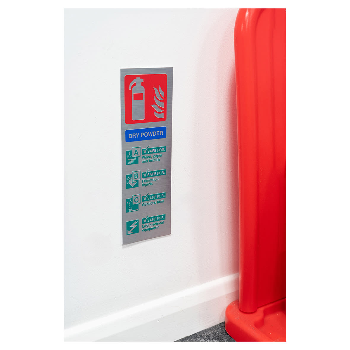 Dry Powder Extinguisher Sign - 100 x 300mm - Metallic Rigid Plastic - view 2