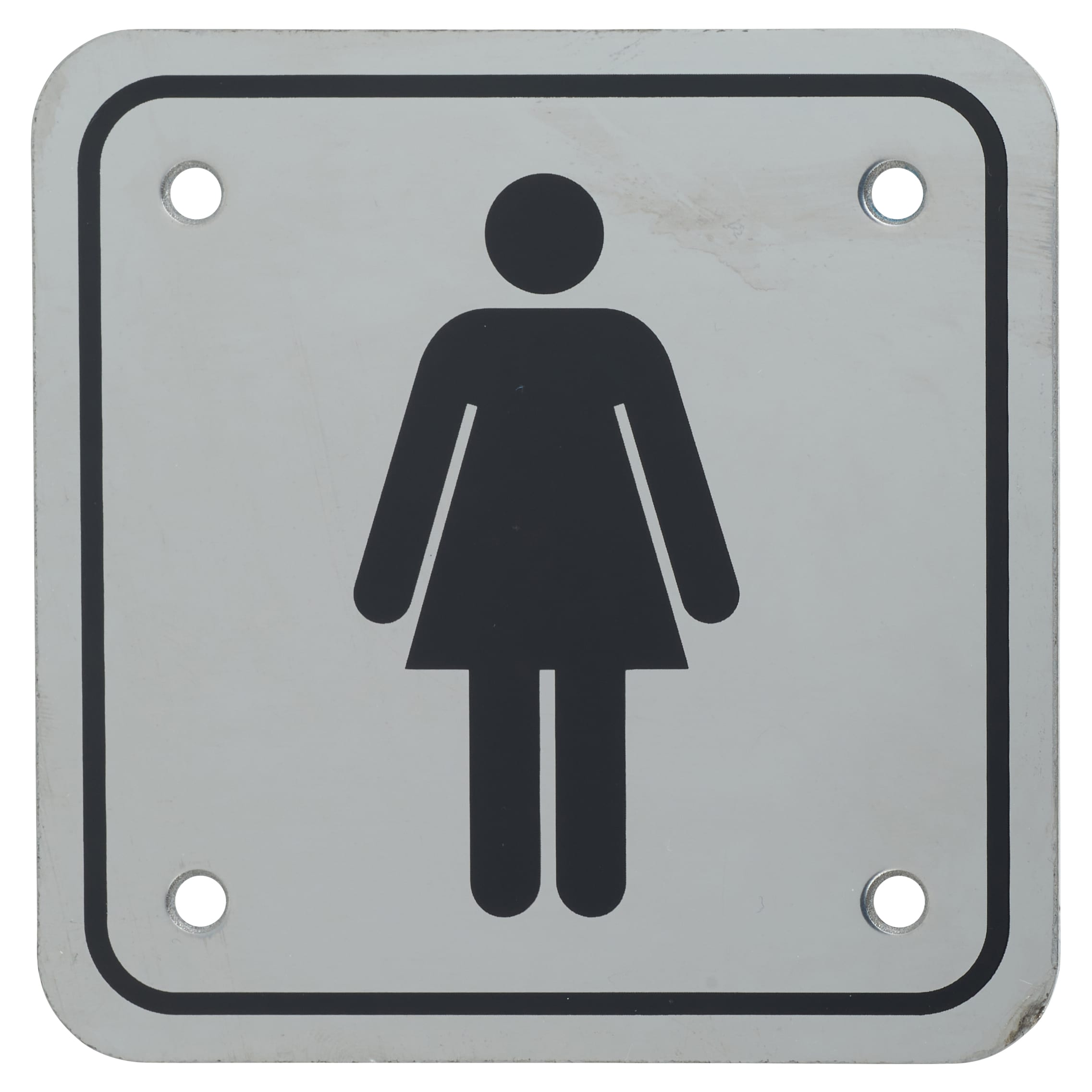 Ladies Square Toilet Door Sign - 95 x 95mm - Satin Stainless Steel - view 2