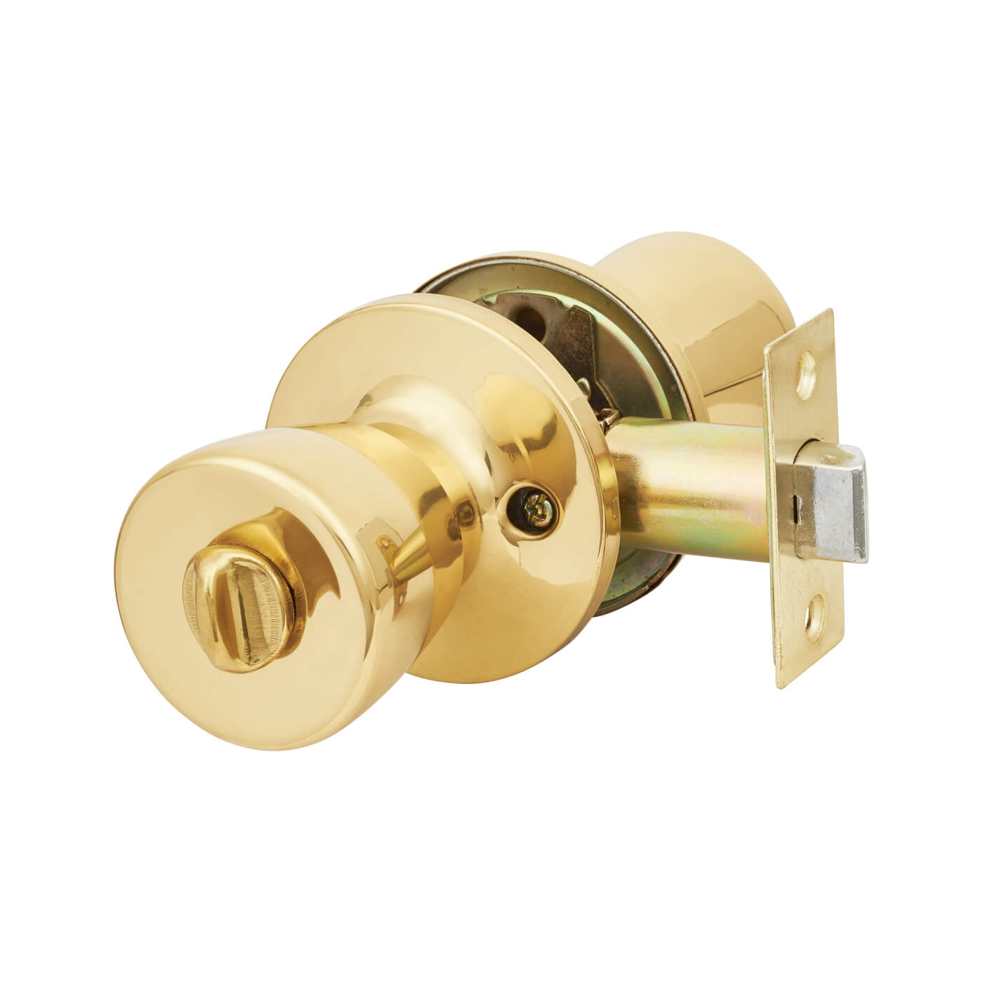 Polished Brass Hotel Bathroom Mortice Door Knobset - 65mm Rose Diameter - view 3