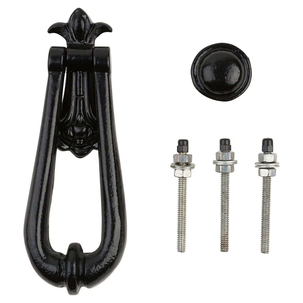 Elan Fleur de Lys Door Knocker - Metalized Antique Black Iron - 190 x 65mm - view 3