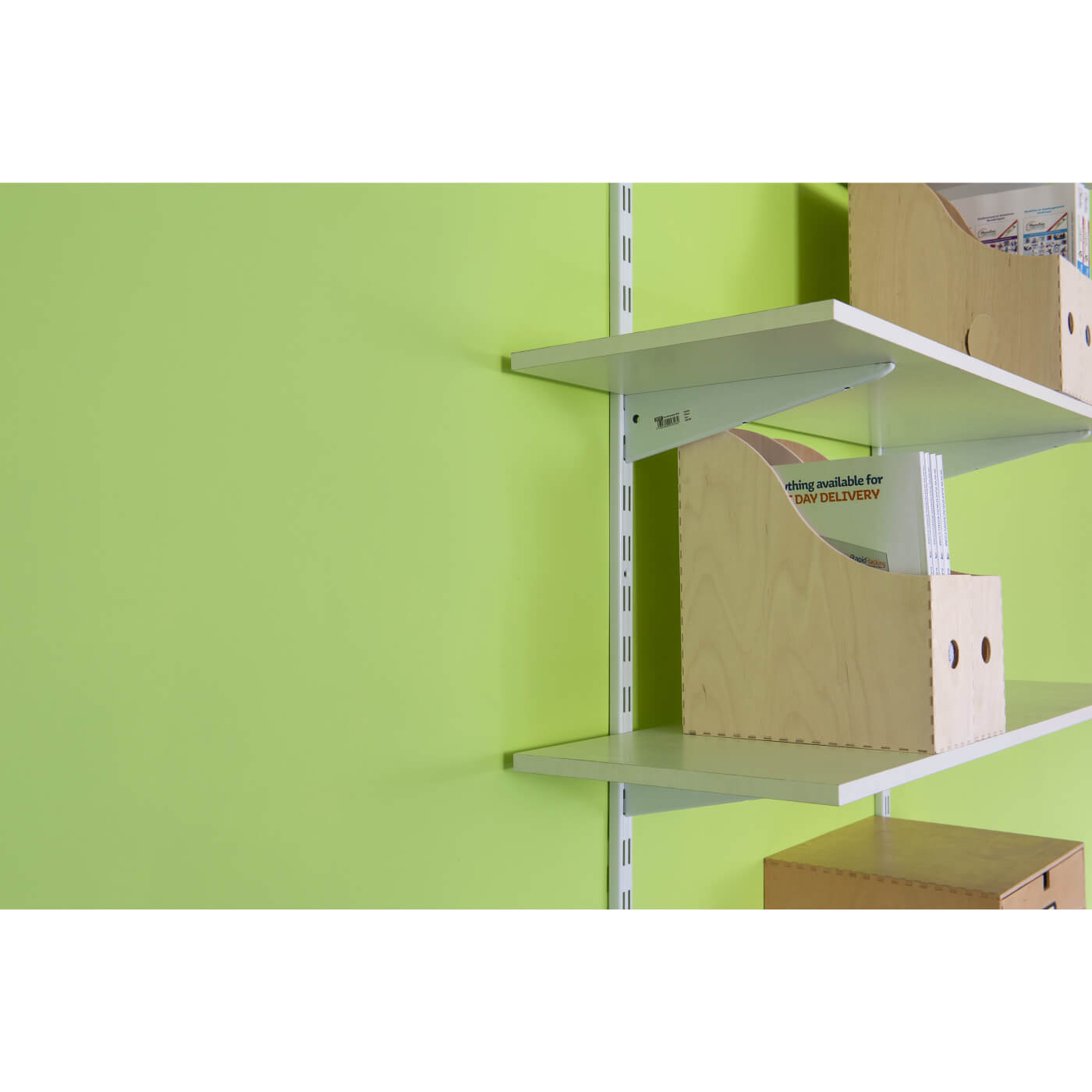 Twin Slot Shelf Wall Upright - 2000mm Length - White - view 3