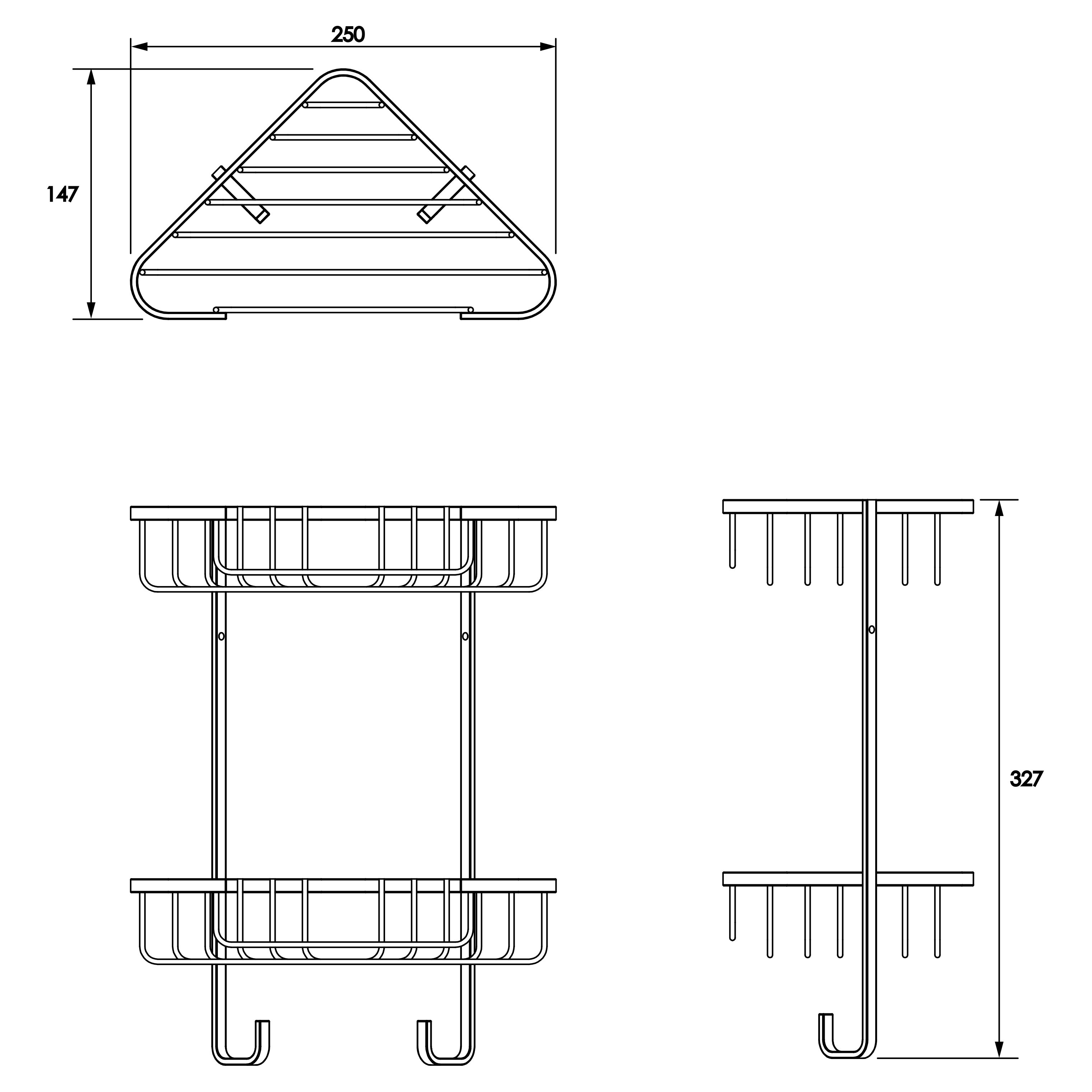 Wirework Medium Corner Shower Basket - Two Tier - 320 x 250 x 150mm - Stainless Steel - view 5