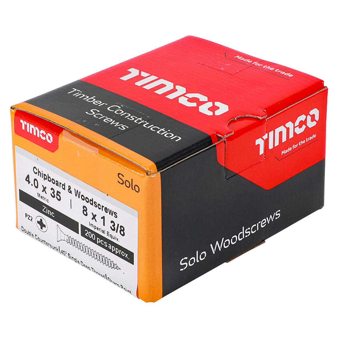 Solo Chippy Pozi Countersunk Wood Screws - 4.0 x 35mm - Zinc Plated - Pack of 200 - view 4