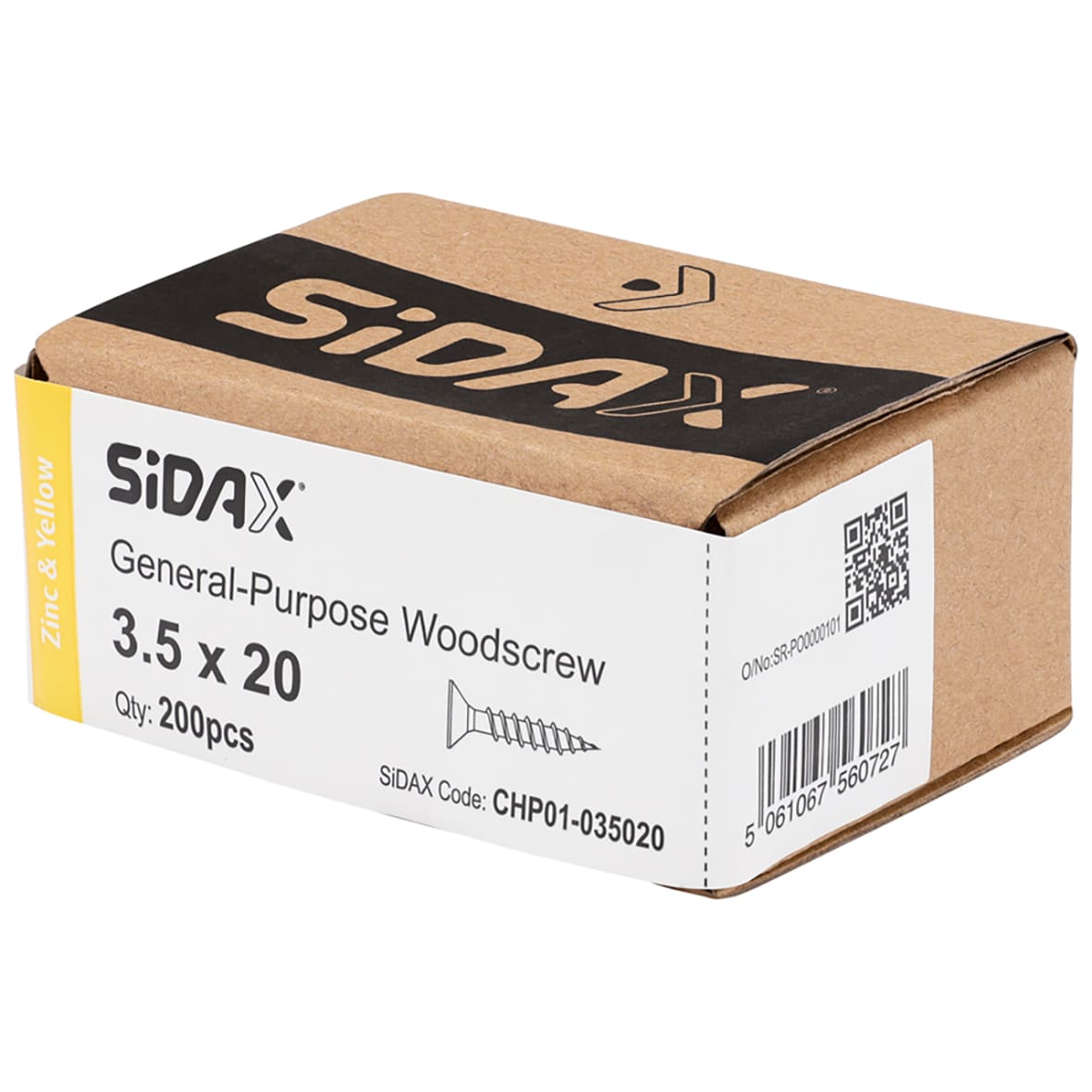 General Purpose Pozi Countersunk Chipboard Wood Screws - 3.5 x 20mm - Yellow Zinc - Pk of 200 - view 2