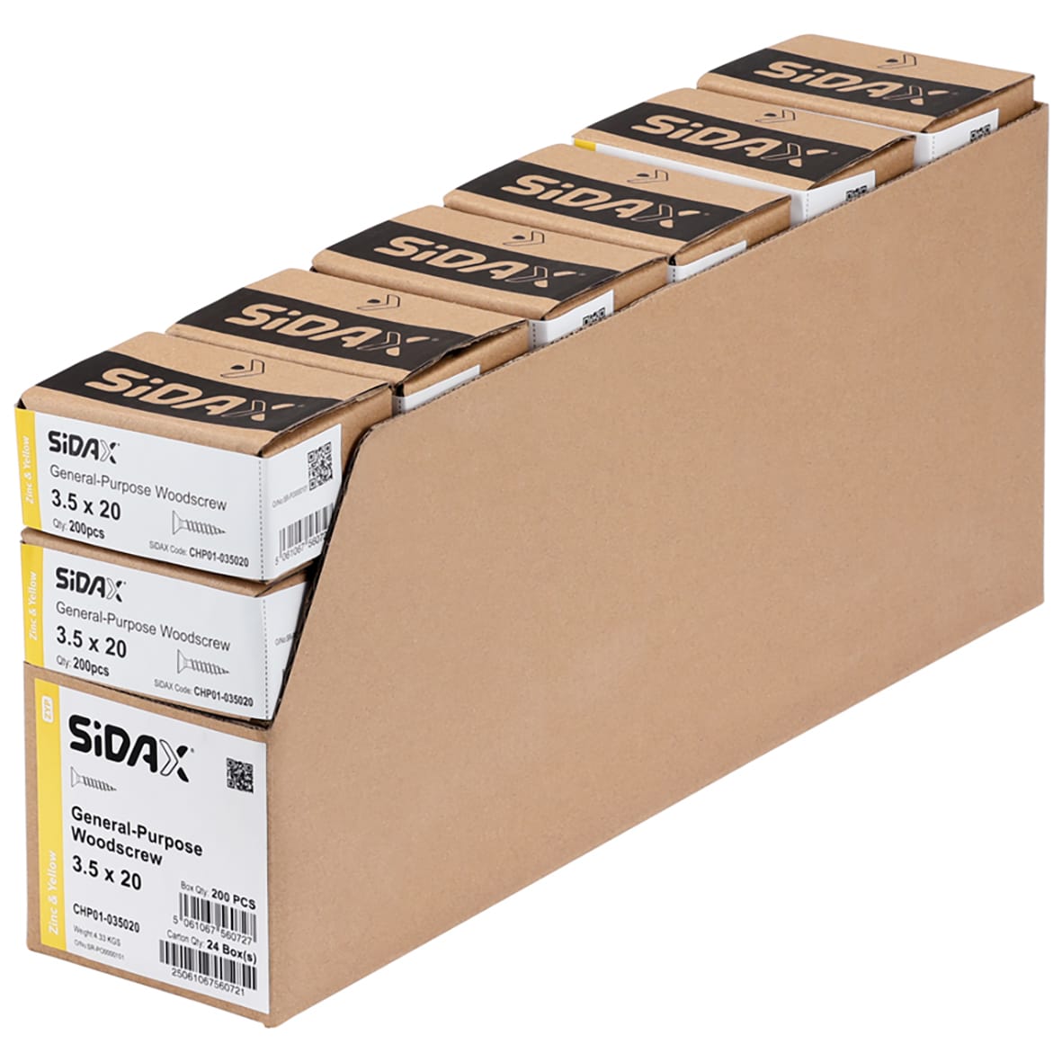 General Purpose Pozi Countersunk Chipboard Wood Screws - 3.5 x 20mm - Yellow Zinc - Pk of 200 - view 3