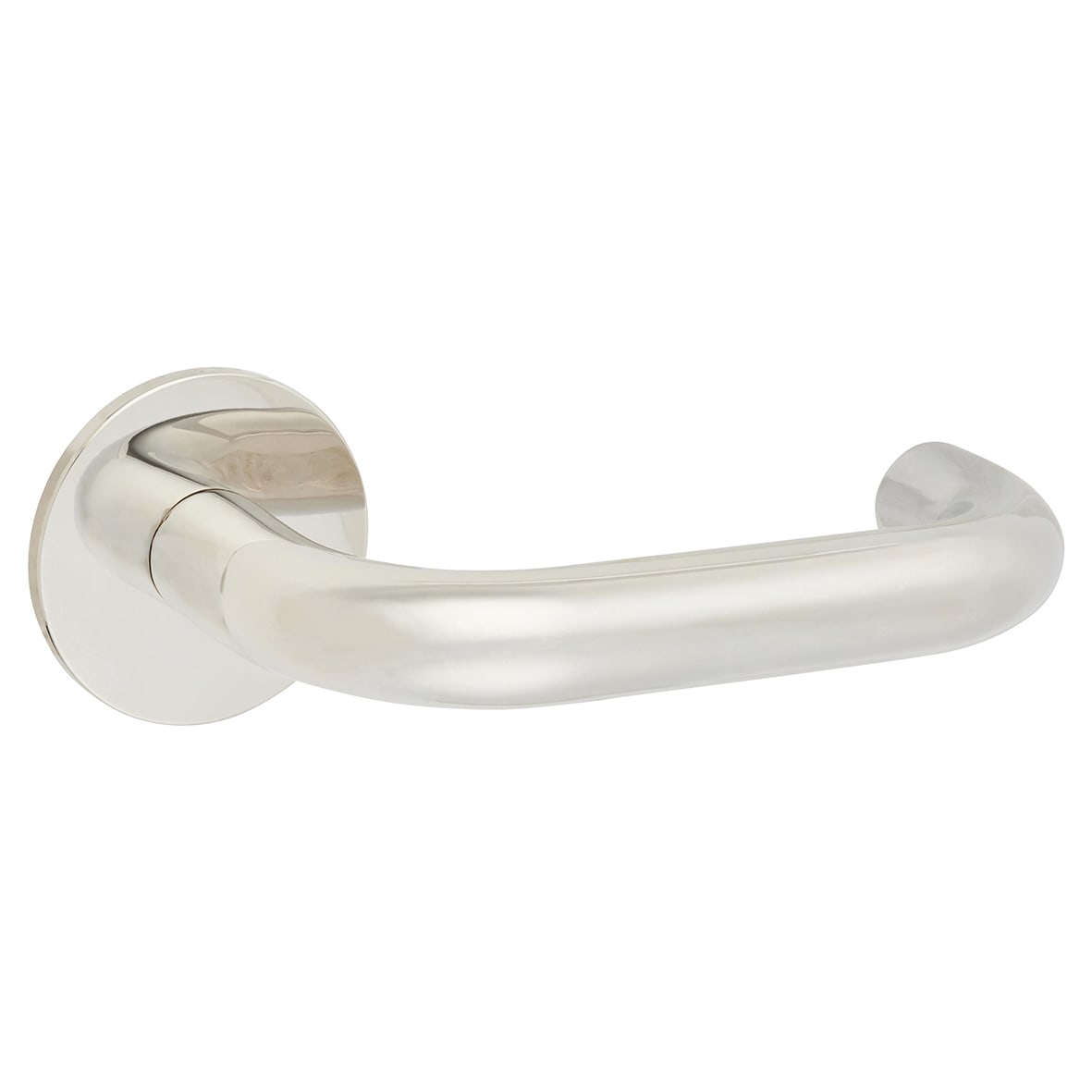 Polished Stainless Steel Door Handles on Round Slim Rose - Schema Kurvig Range - view 3