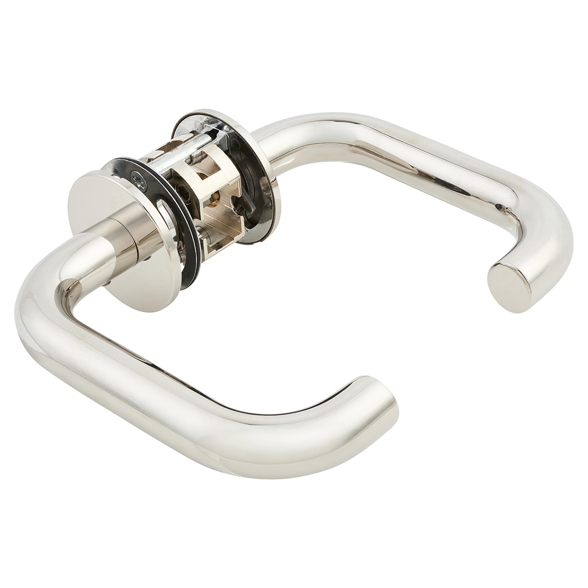 Polished Stainless Steel Door Handles on Round Slim Rose - Schema Kurvig Range - view 4