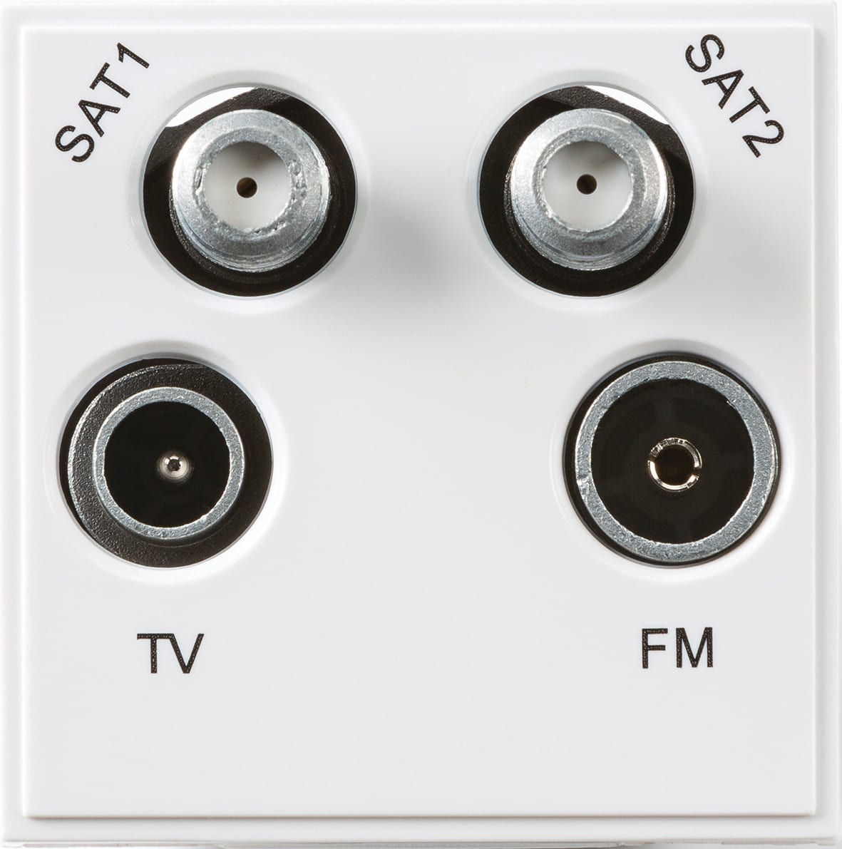 1 Gang TV + 2 x F type Satellite + FM/DAB Quadplexer Euro Module - White - view 2