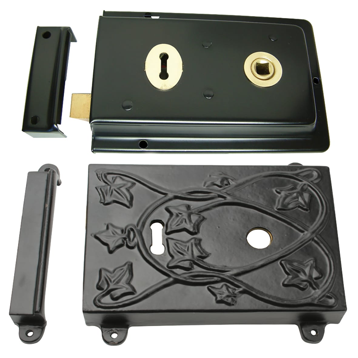 Cast Lock with Keep - 158 x 142mm - Antique Black Iron - view 3