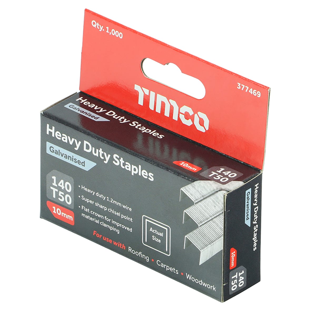 Heavy Duty Staples - 10mm Length - Galvanised - Pack of 1000 - view 2