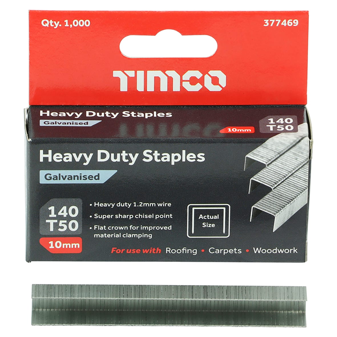 Heavy Duty Staples - 10mm Length - Galvanised - Pack of 1000 - view 3