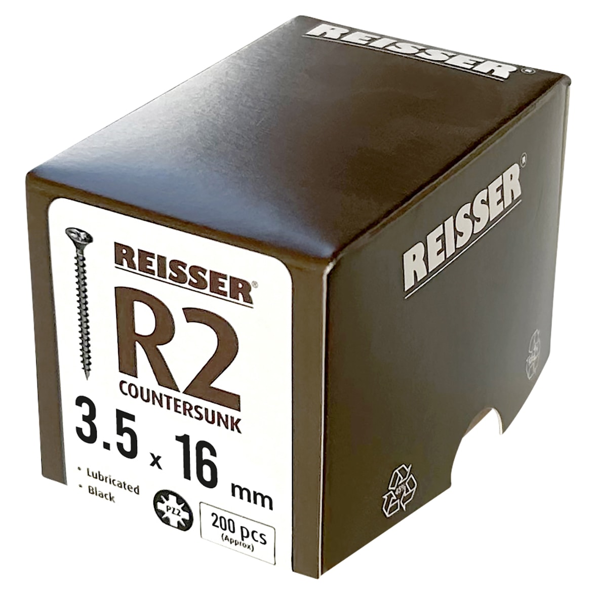 R2 Pozi Countersunk Wood Screws - 3.5 x 16mm - Black Passivated - Pack of 200 - view 2
