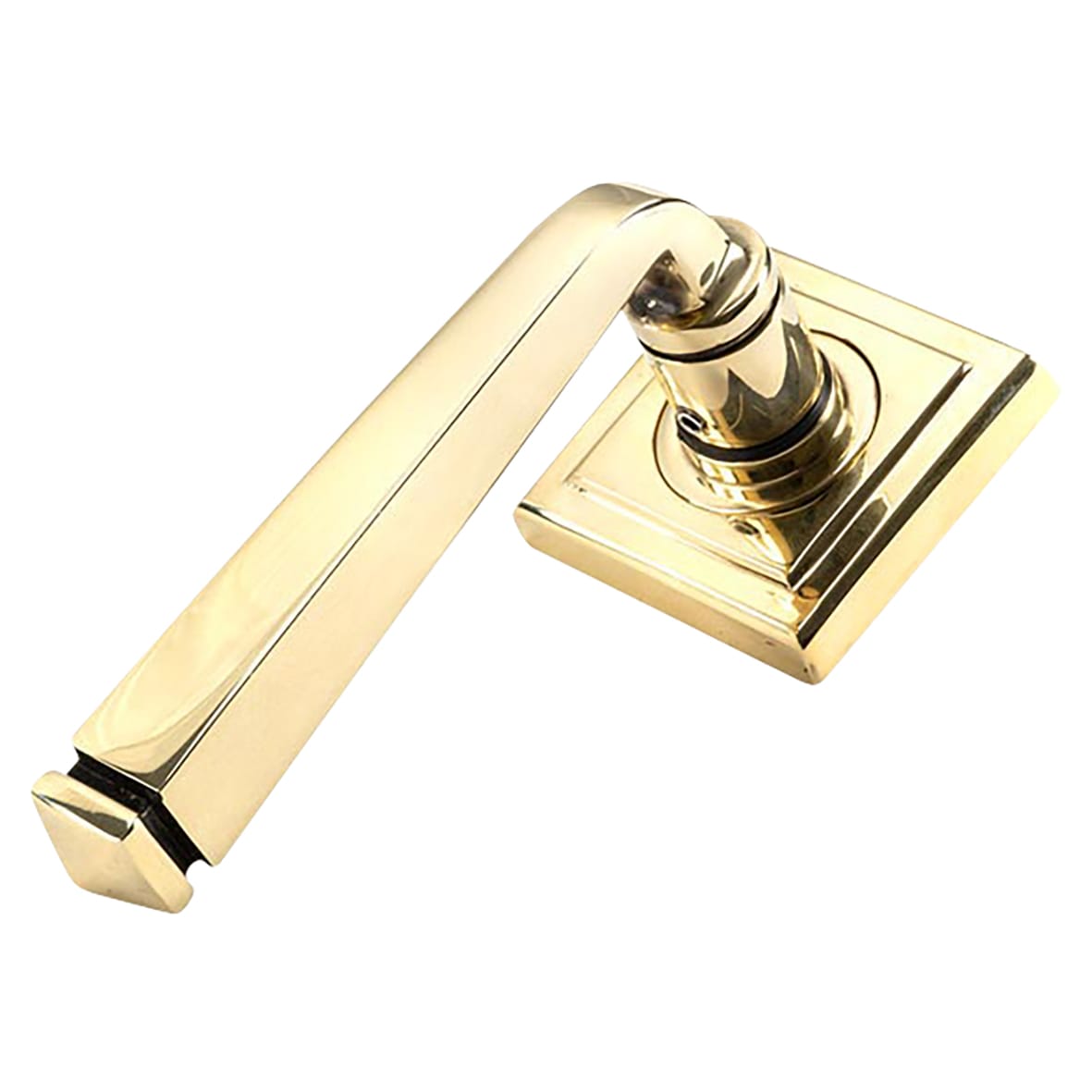 Aged Brass Door Handles on Square Rose - Avon Range - view 2