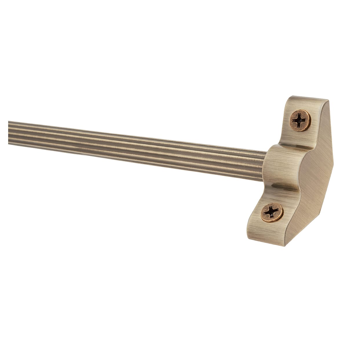 Lines Stair Rod with Plain Finials - 900mm Length - Antique Brass - view 2