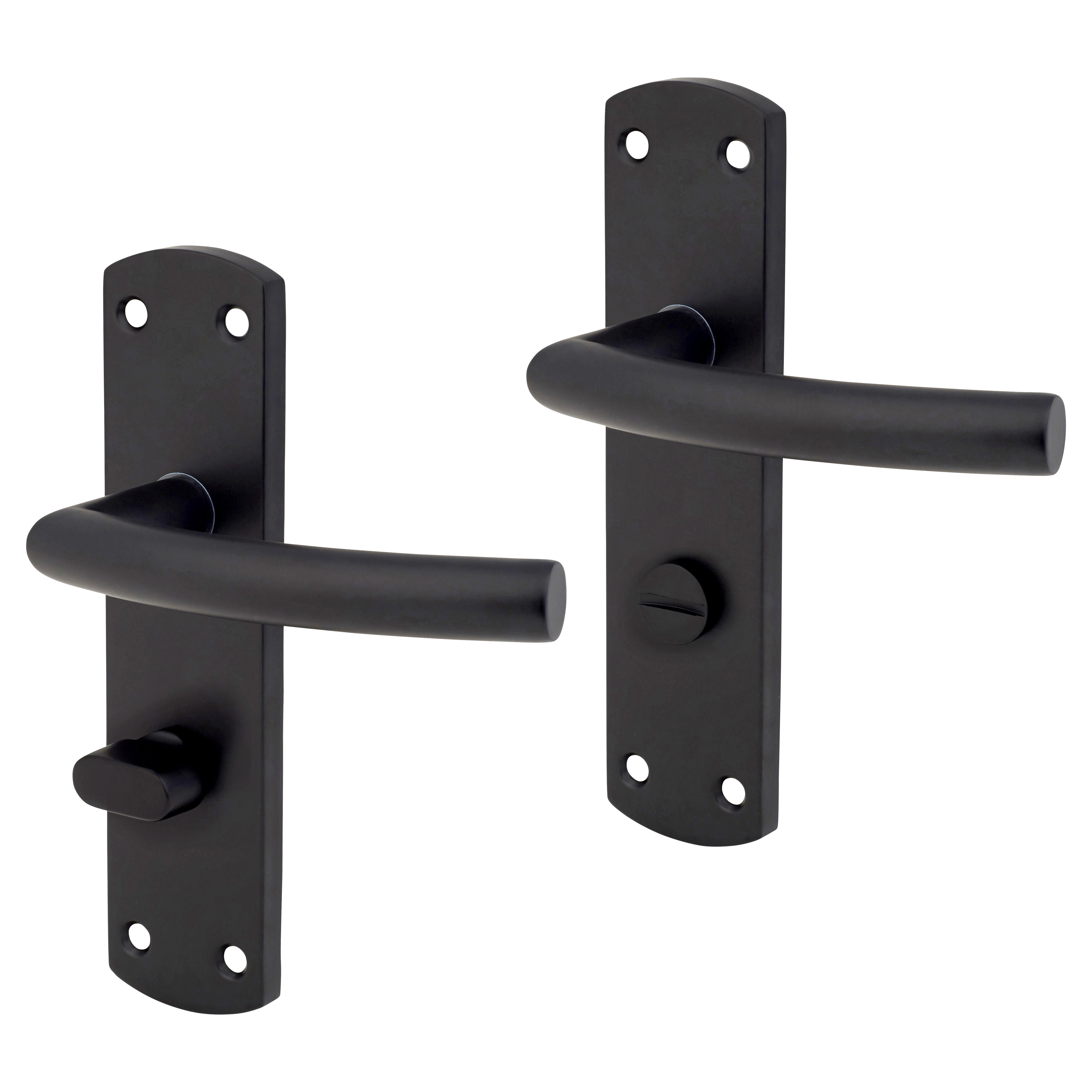 Matt Black Arched Bathroom Door Handles - 172 x 44mm - RH - view 2