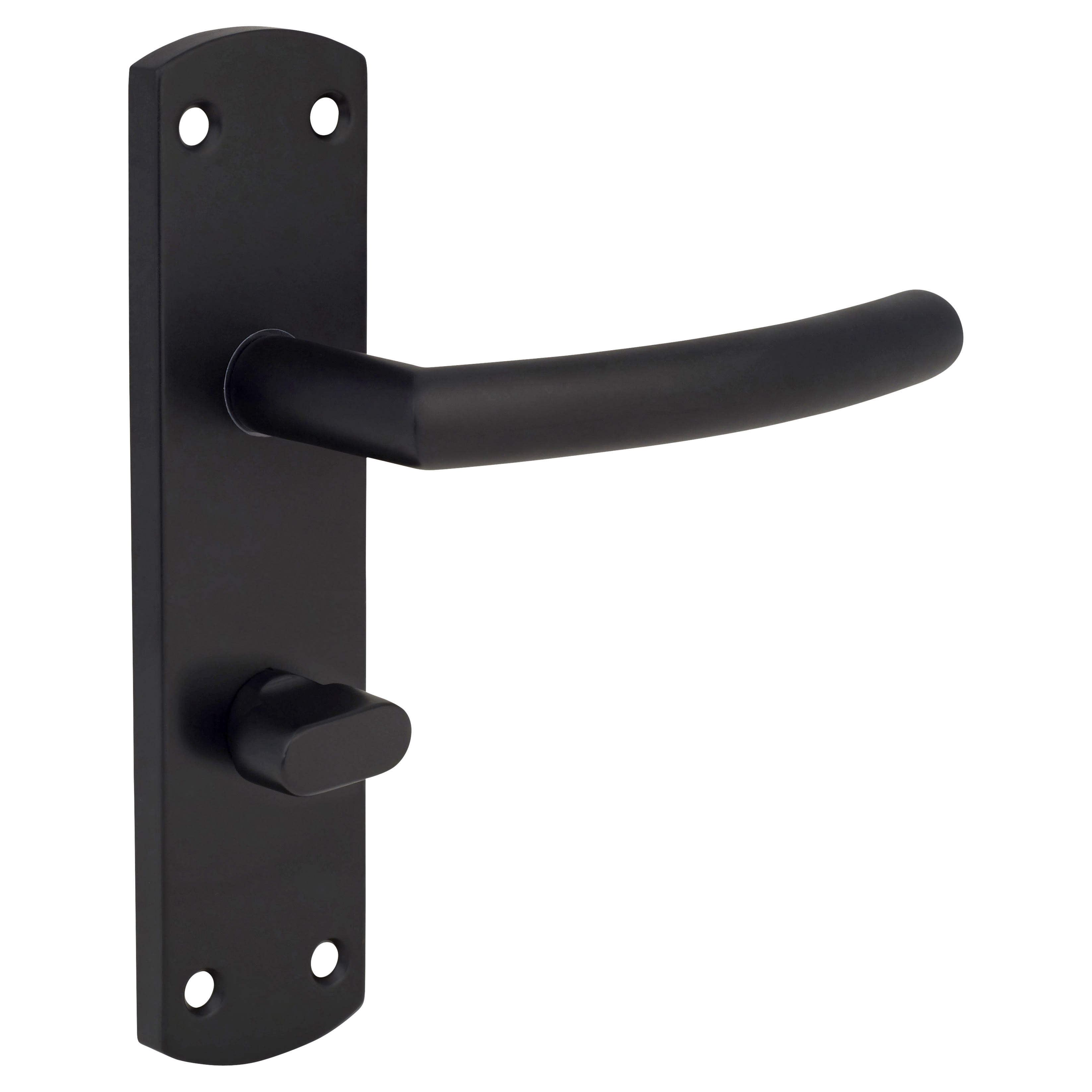 Matt Black Arched Bathroom Door Handles - 172 x 44mm - RH - view 3