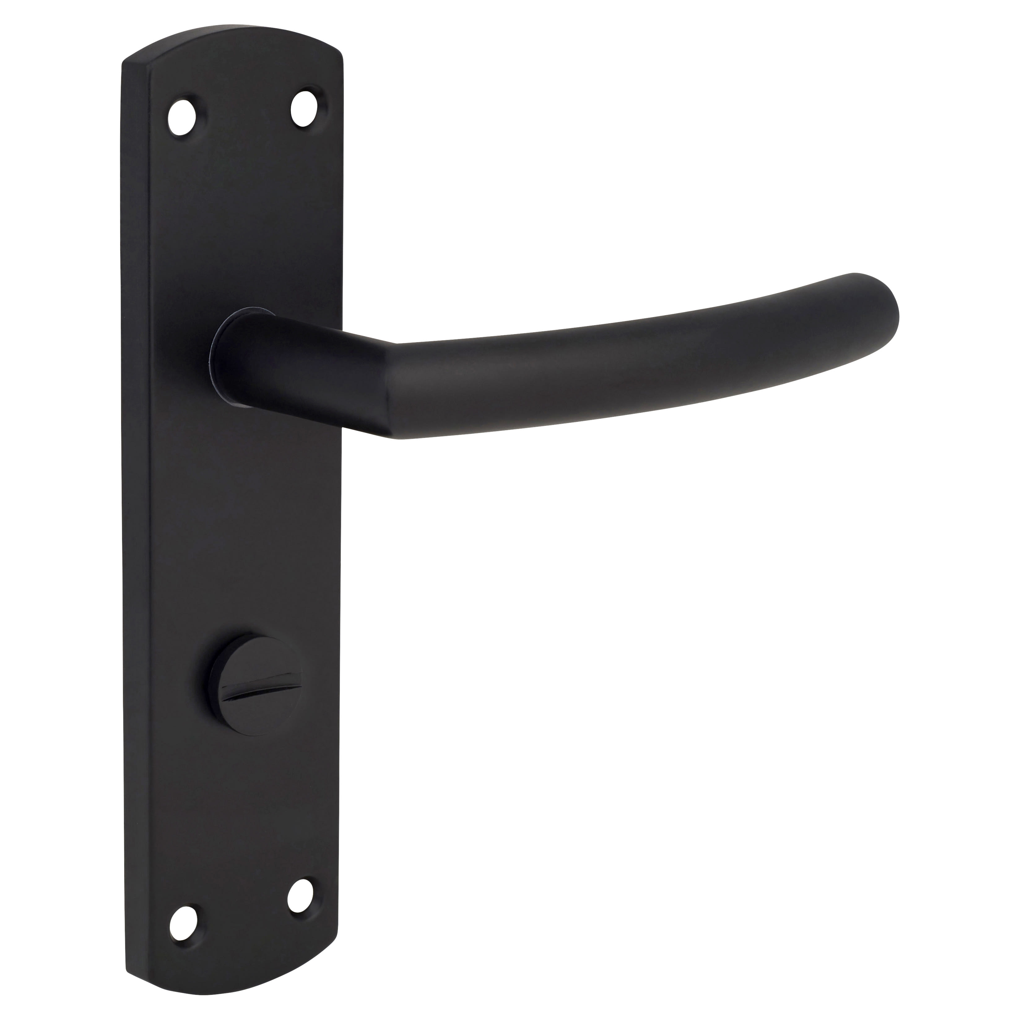 Matt Black Arched Bathroom Door Handles - 172 x 44mm - RH - view 4