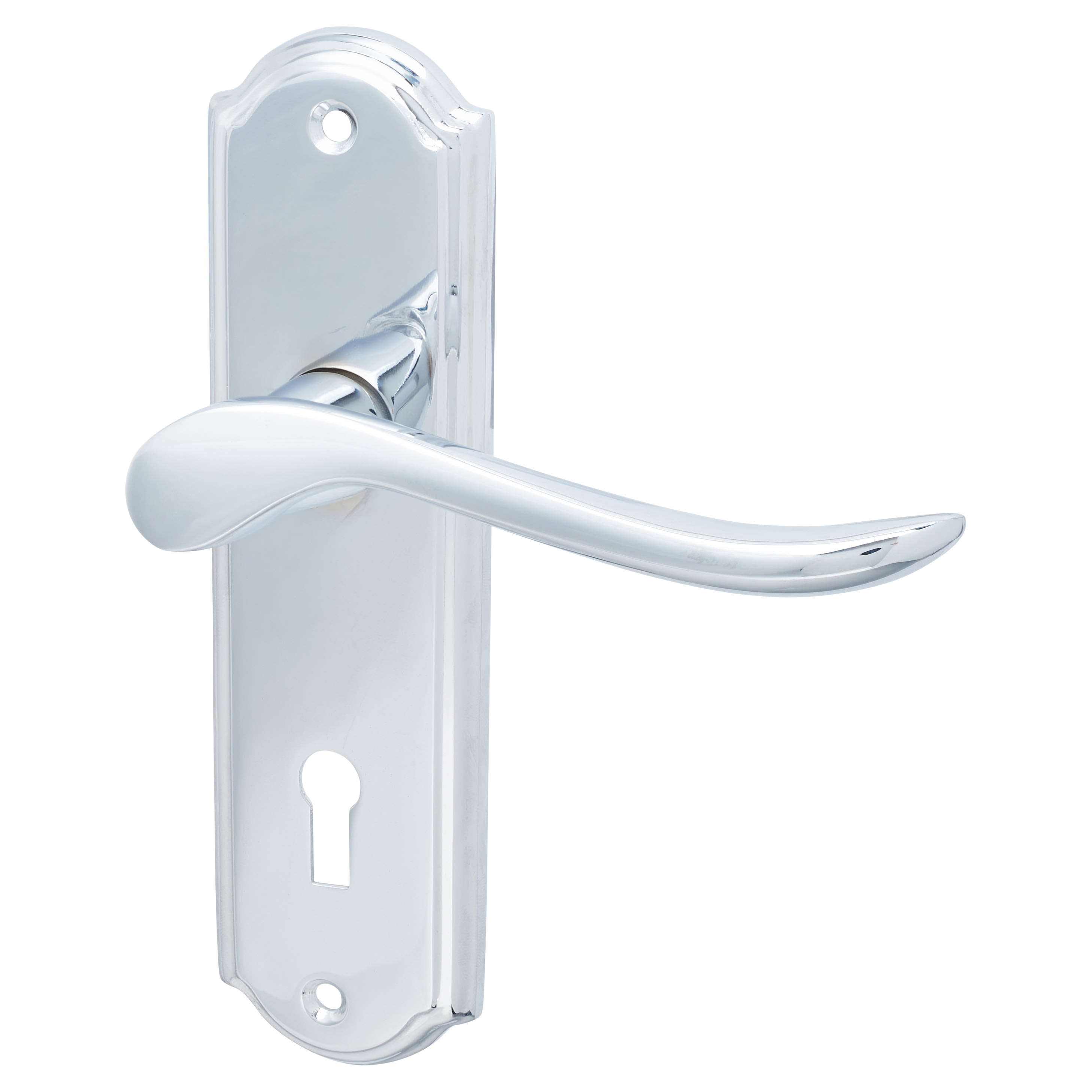 Polished Chrome Scroll Keyhole Lock Door Handles - Turin Range - 170 x 46mm - view 2