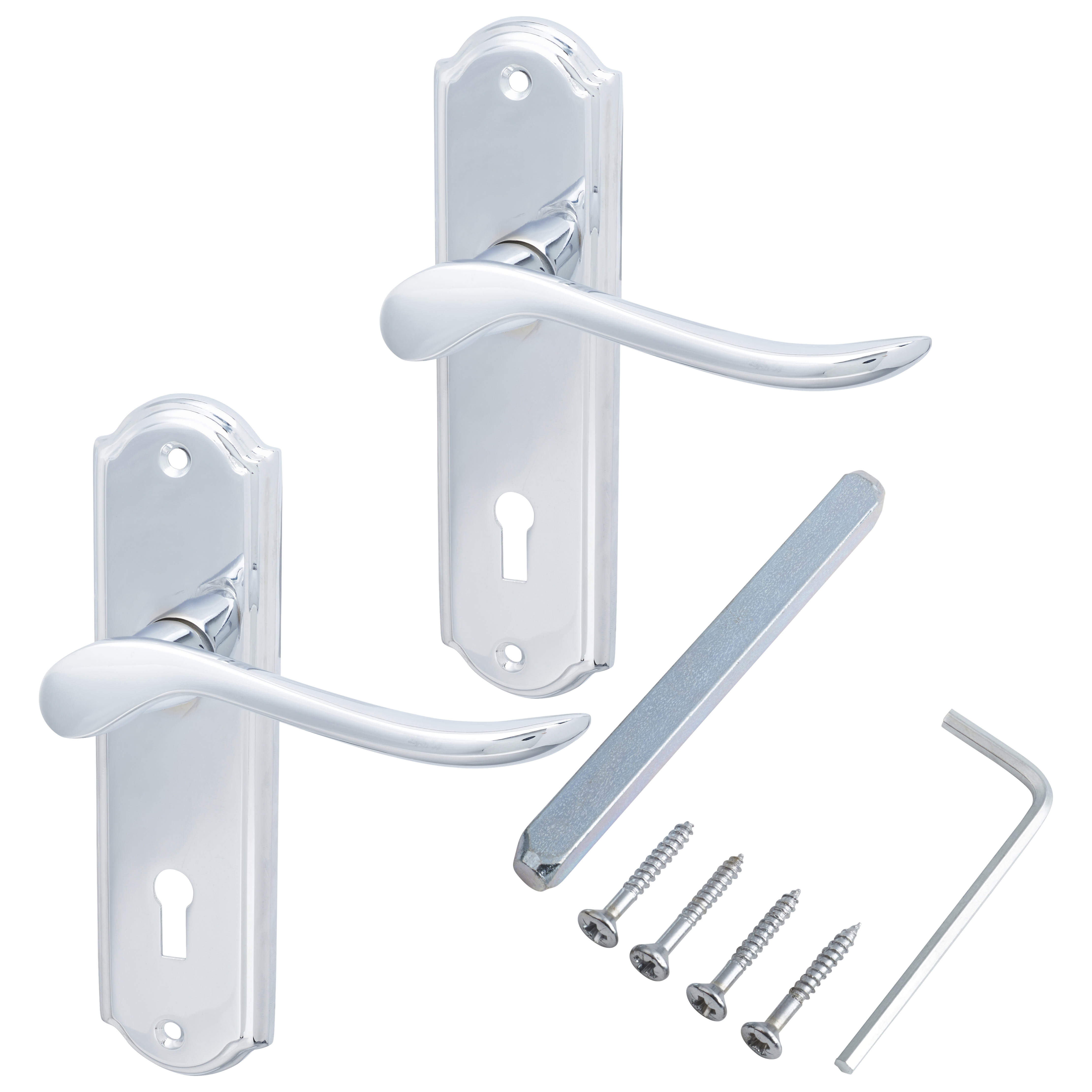 Polished Chrome Scroll Keyhole Lock Door Handles - Turin Range - 170 x 46mm - view 3