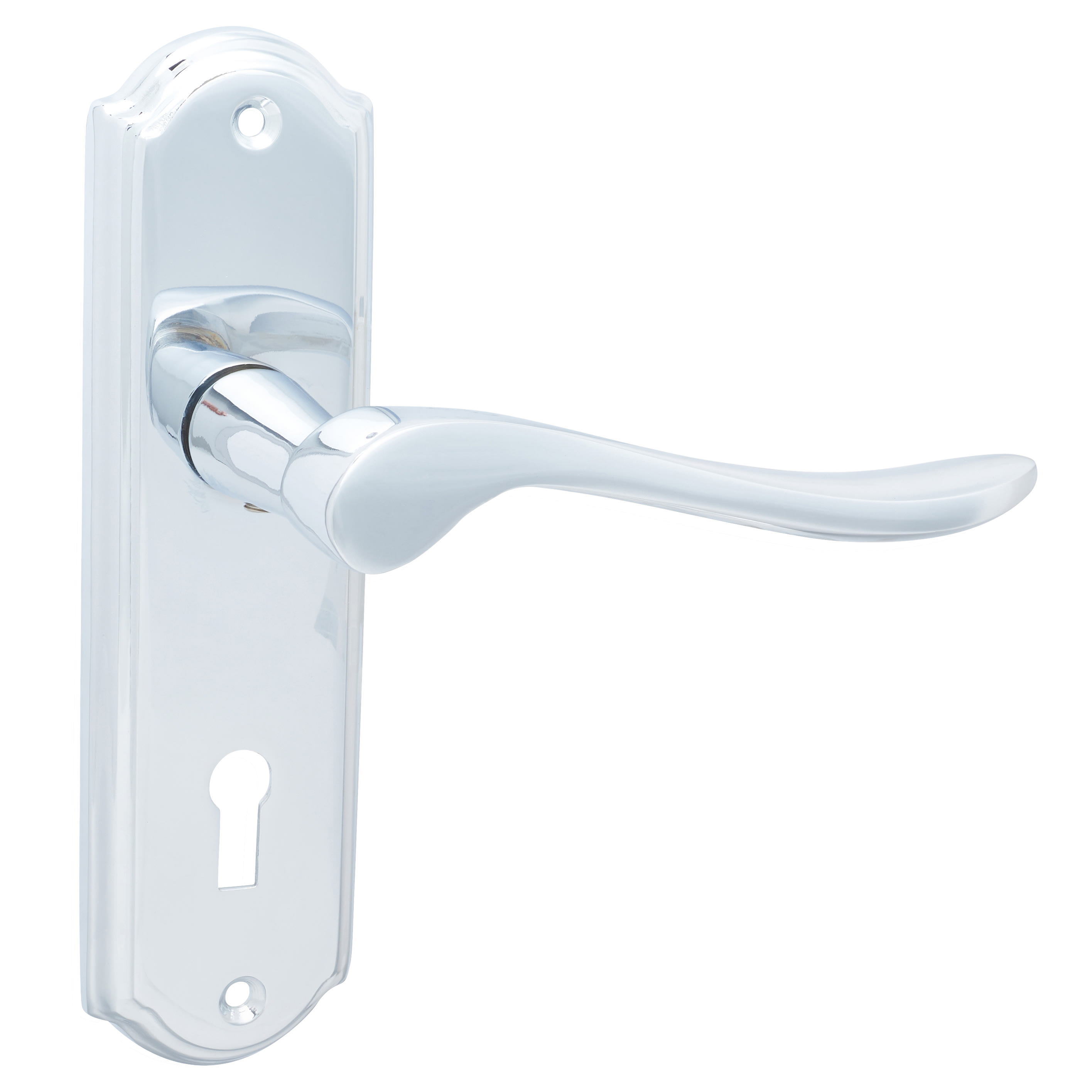 Polished Chrome Scroll Keyhole Lock Door Handles - Turin Range - 170 x 46mm - view 4