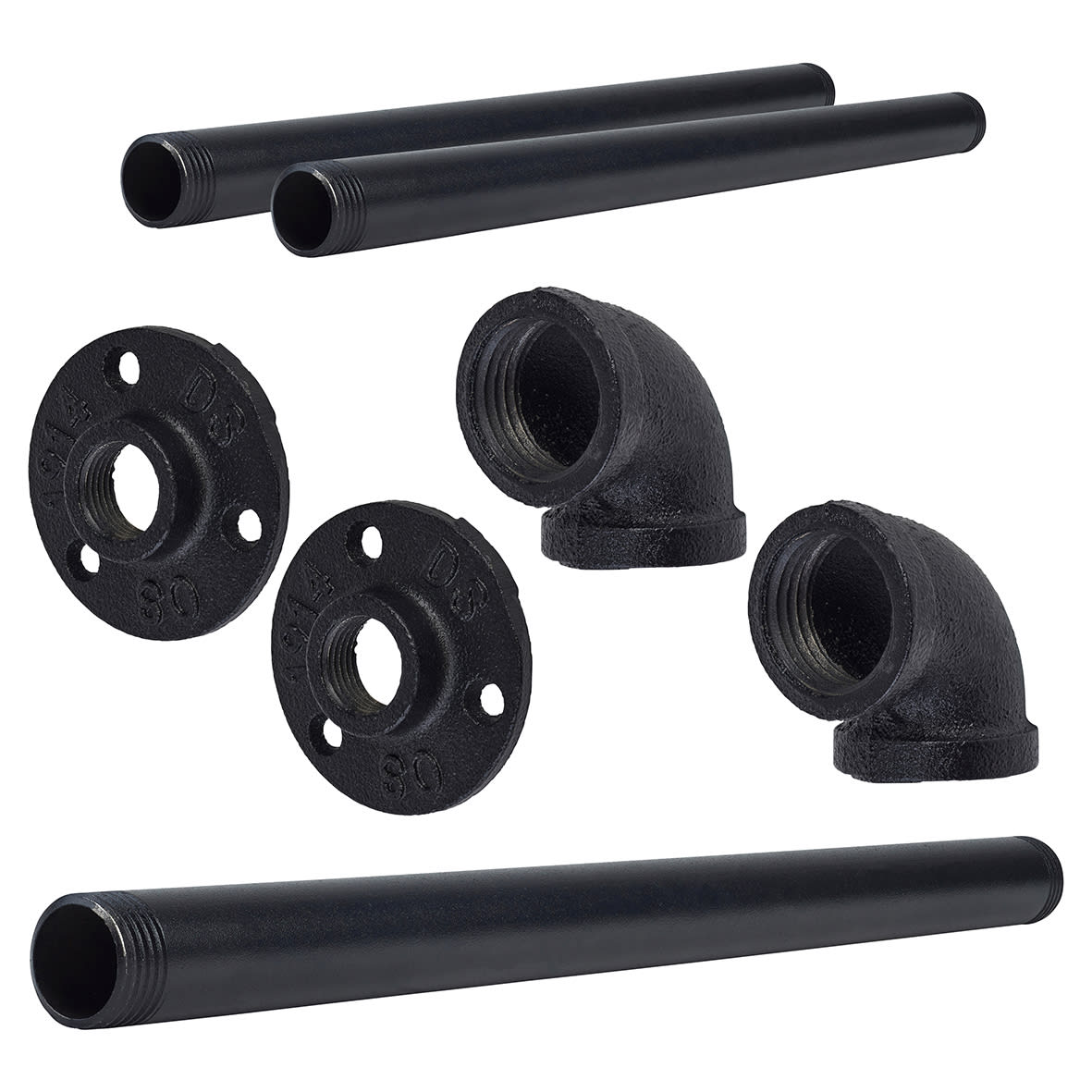 1/2" Single Pipe Wardrobe Rail Kit - Black - view 3