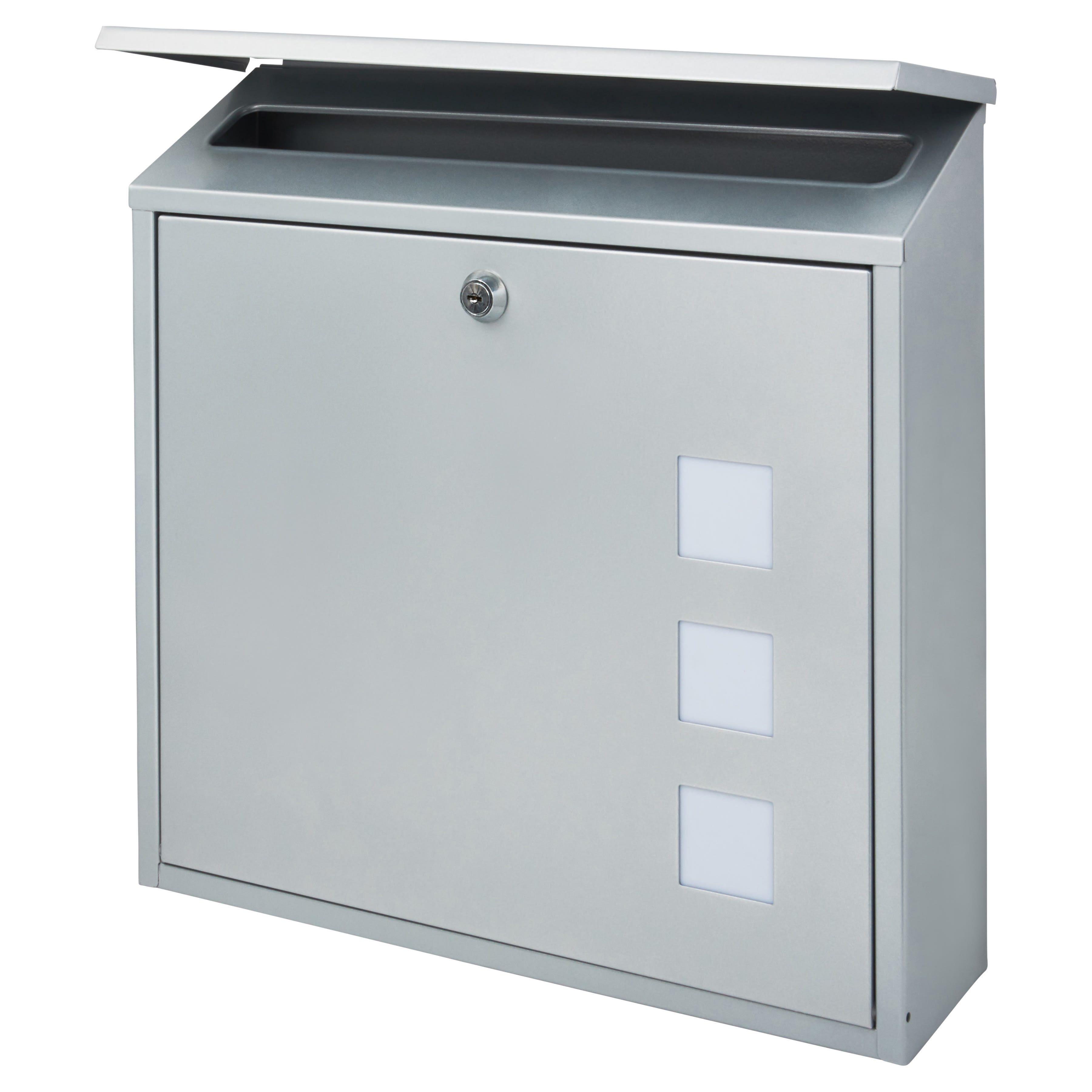Aire Postbox - 370 x 364 x 114mm - Silver - view 3