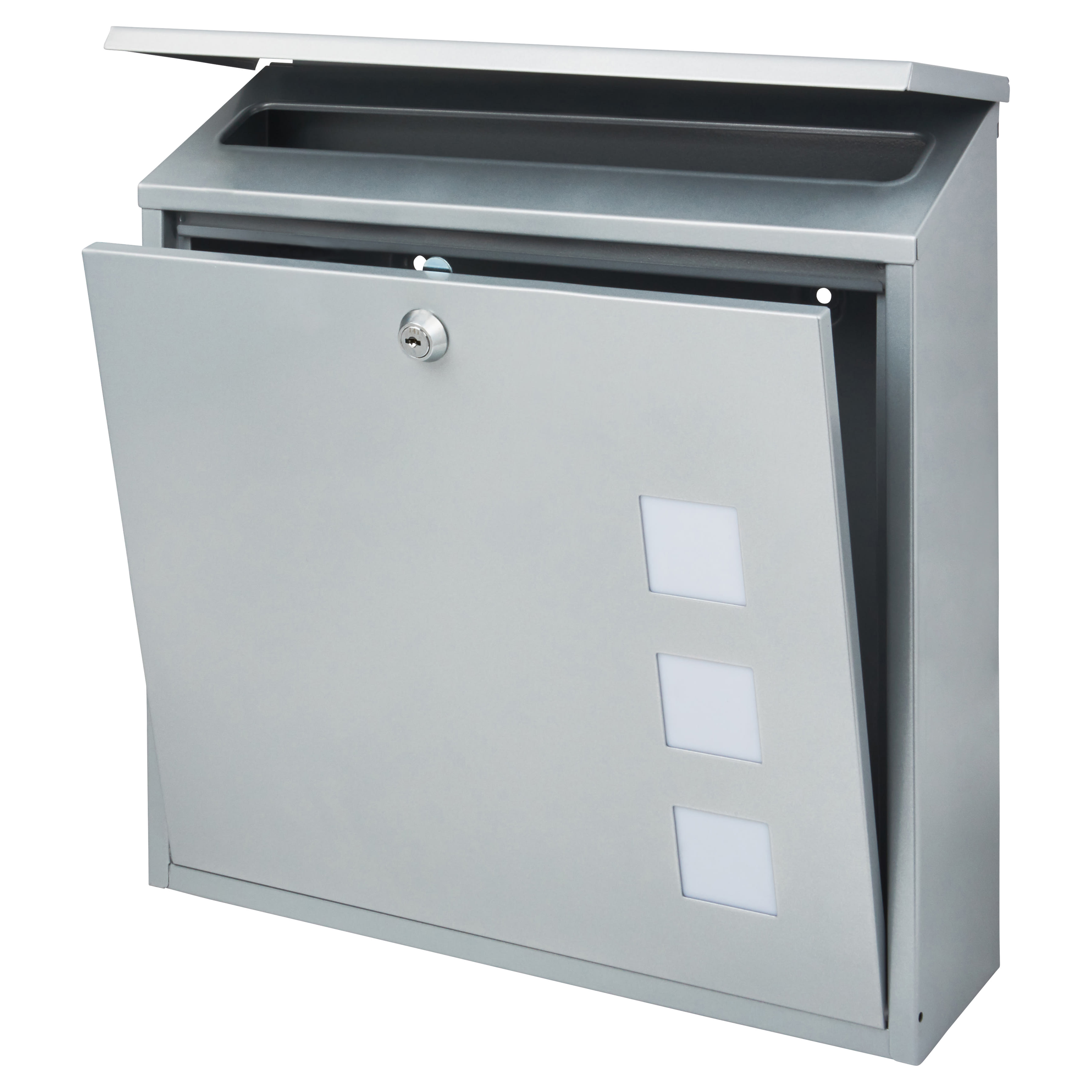 Aire Postbox - 370 x 364 x 114mm - Silver - view 4