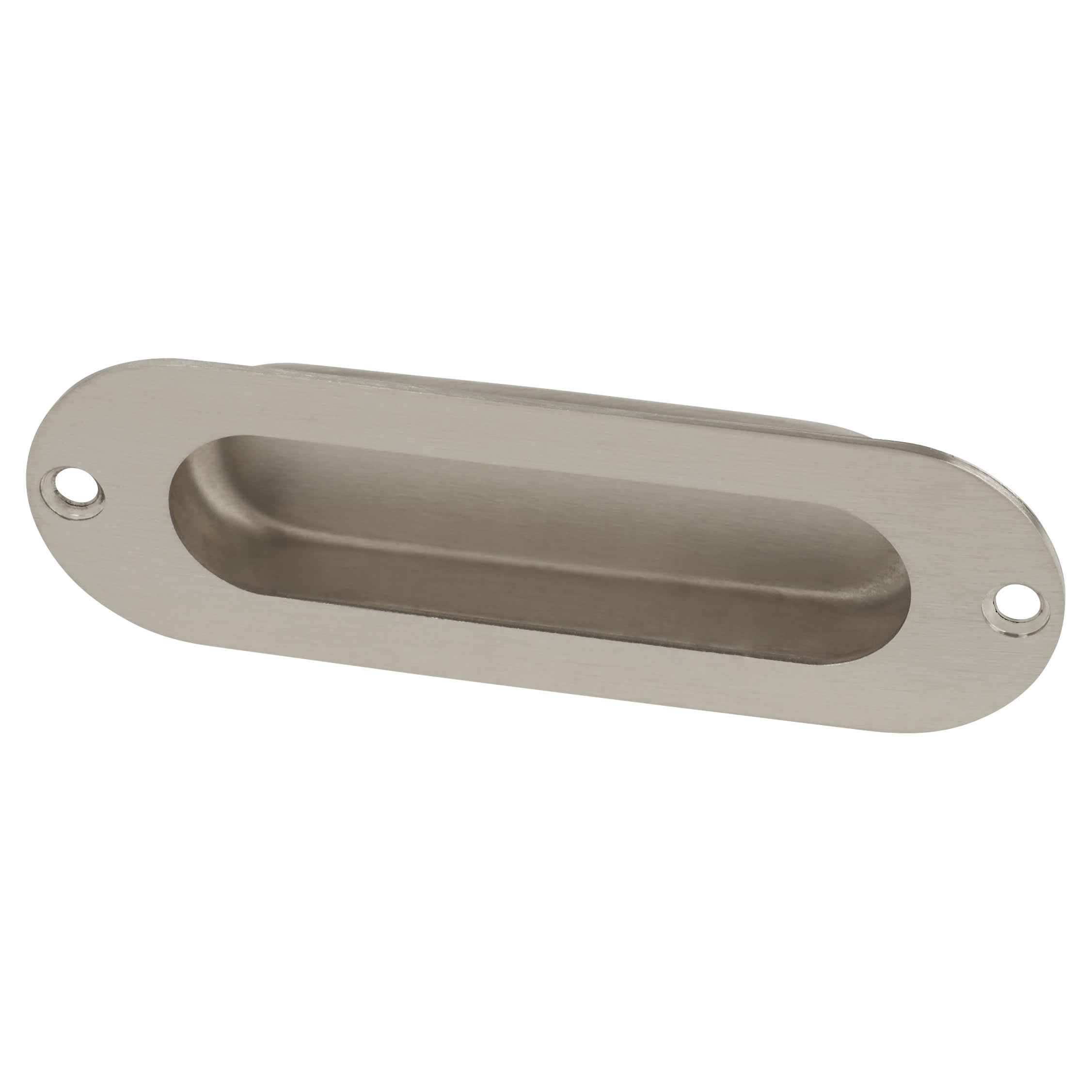 Oval Flush Cabinet Pull Handle - 120 x 40mm - Satin Stainless Steel - view 2