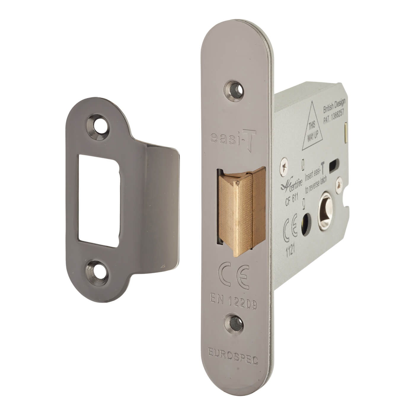 Heavy Duty Bolt Through Flat Latch - 79mm Case - 57mm Backset - Radius - Black Nickel - view 2