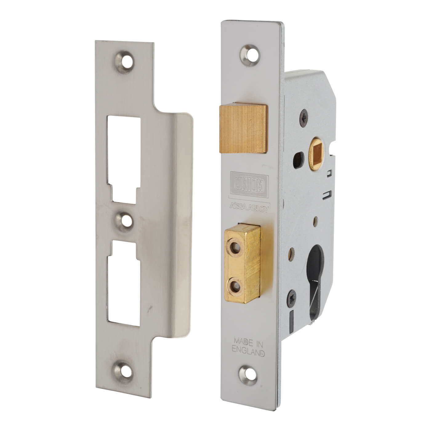 2249 Bolt Through Euro Profile Sashlock - 65mm Case - 44.5mm Backset - Satin Stainless Steel - view 2