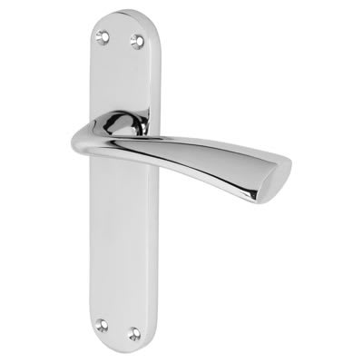 Polished Chrome Latch Door Handles - Verona Range - 182 x 39mm - view 2