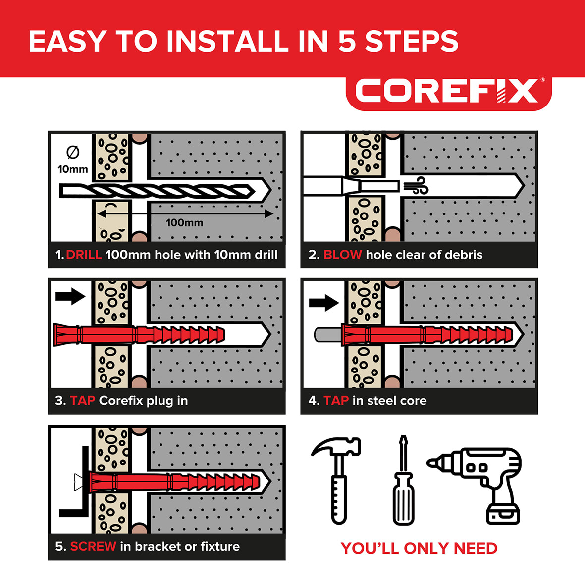 Connect 100 - Dot and Dab or Drylined Wall Fixing Solution - Red - Pack of 4 - view 5