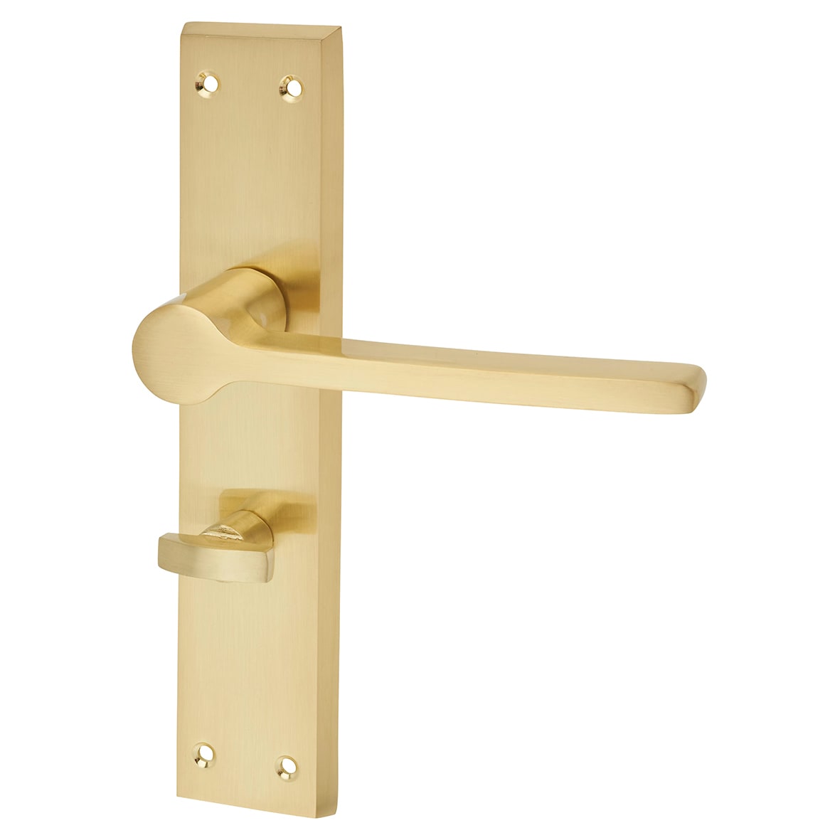 Satin Brass Bathroom Lock Door Handles Pack - Farley Range - view 2