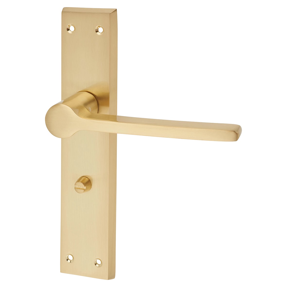 Satin Brass Bathroom Lock Door Handles Pack - Farley Range - view 3