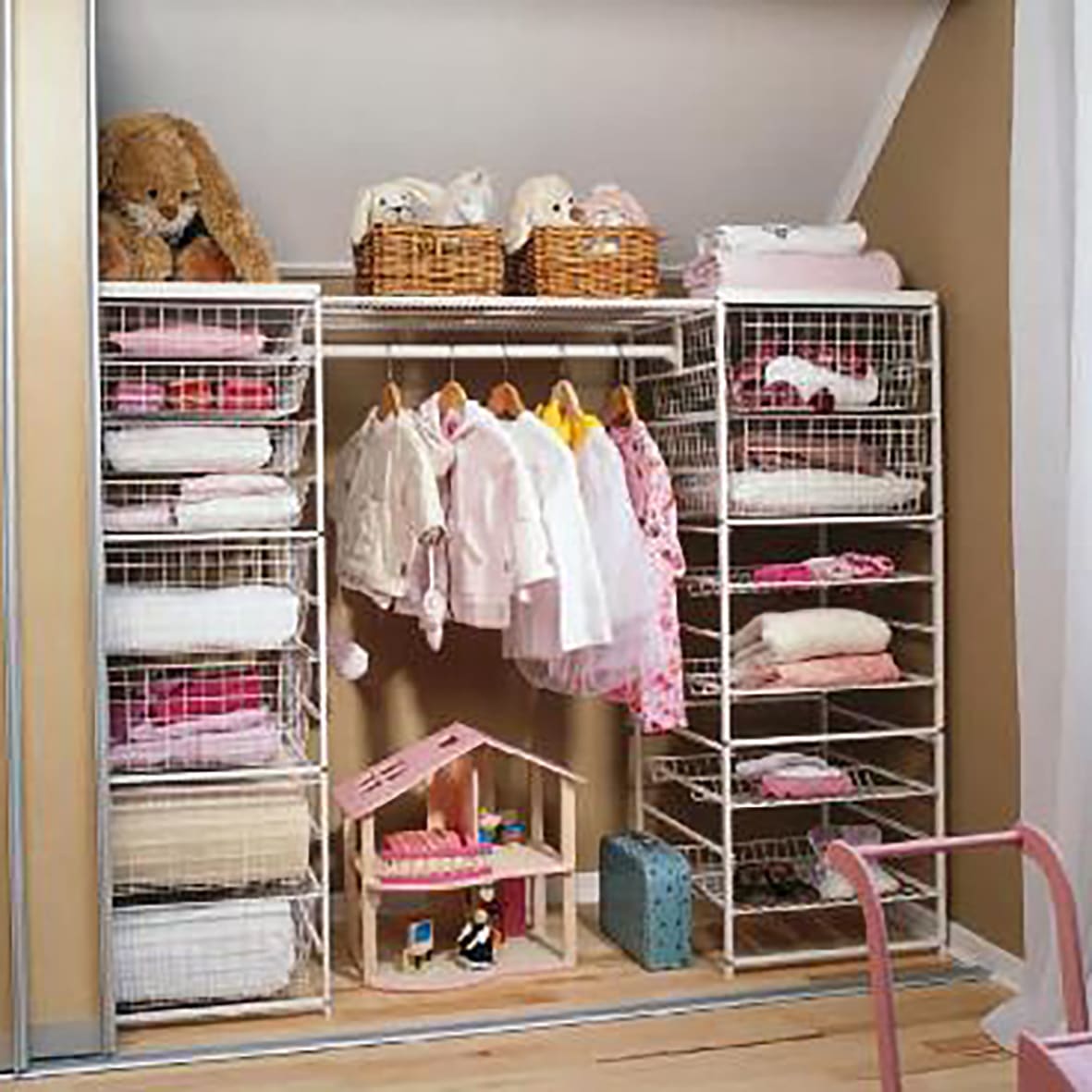 Top Track System - Clothes Hanging Rail Holder Frame to Frame - 116 x 39 x 37mm - White - view 2