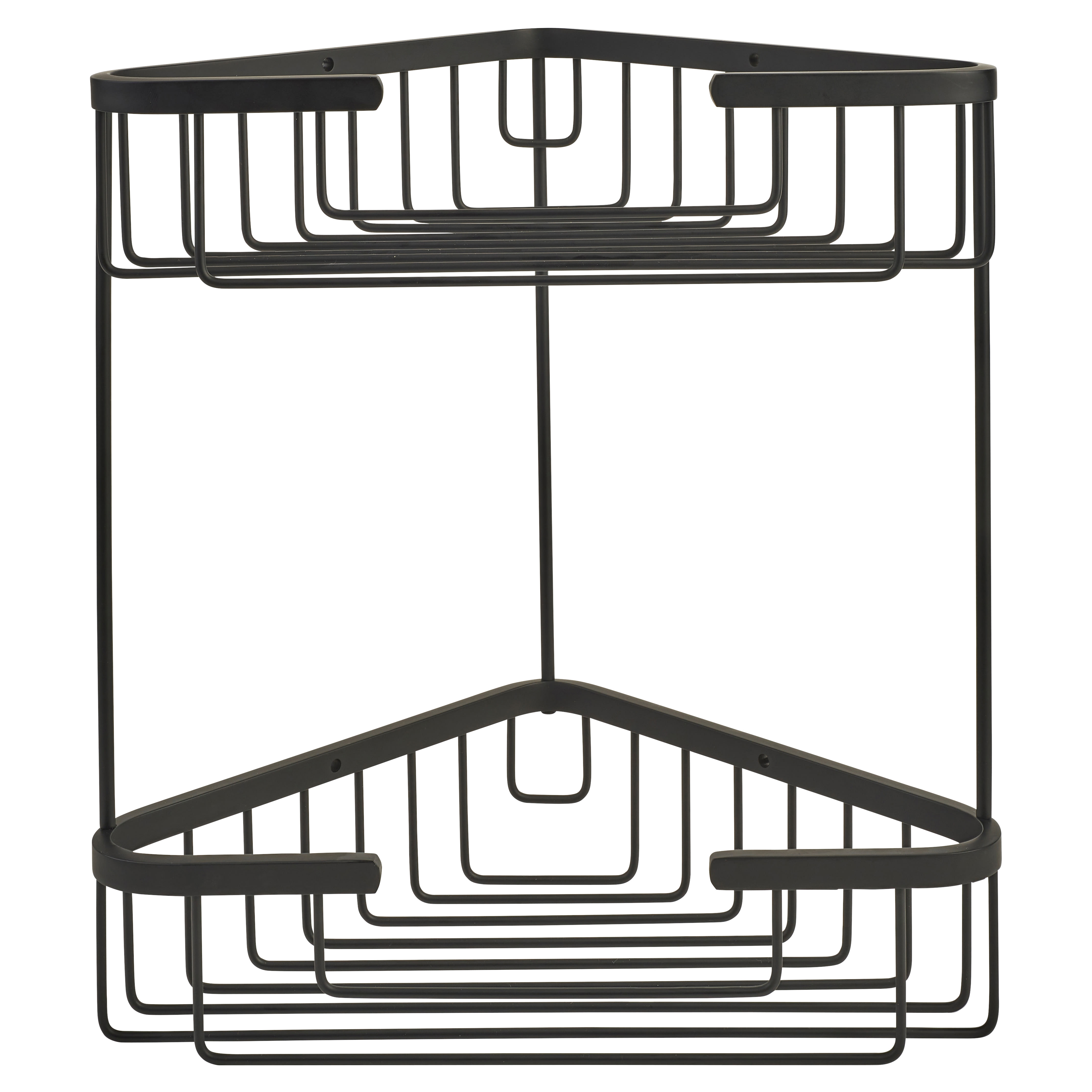 Small Corner Shower Basket - Two Tier - 285 x 255 x 195mm - Matt Black - view 2
