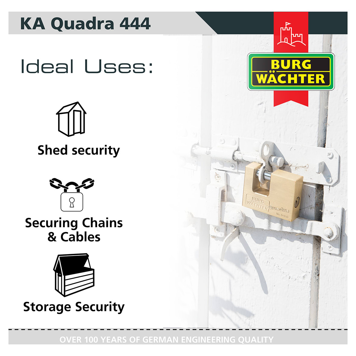 Quadra Shutter Lock - 70mm Body - 22 x 16.5mm Shackle - Keyed Alike - Pack of 3 - view 3
