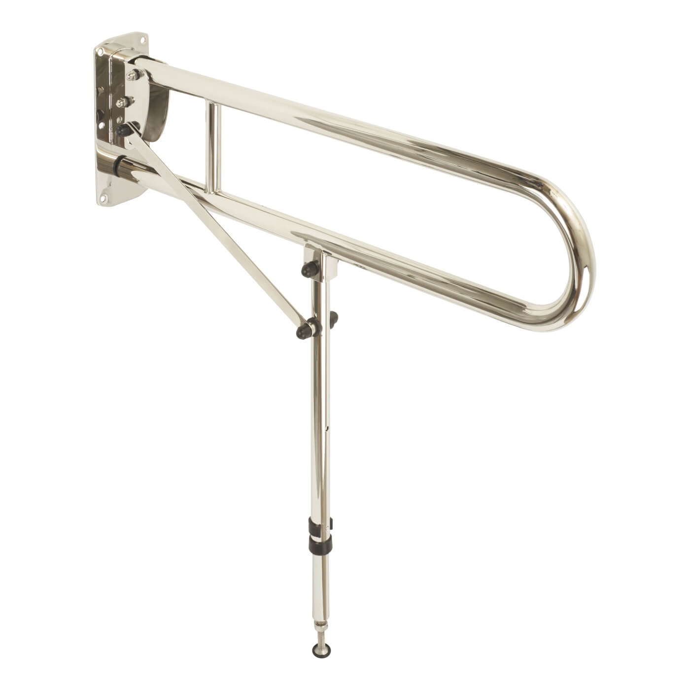 Hinged Support Grab Rail With Leg - 800 x 200mm - Polished Stainless Steel - view 2