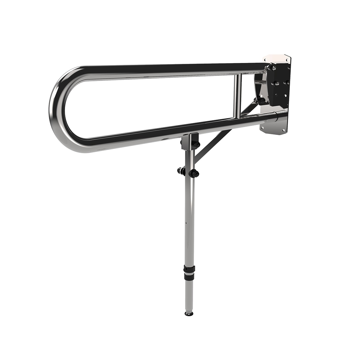 Hinged Support Grab Rail With Leg - 800 x 200mm - Polished Stainless Steel - view 3