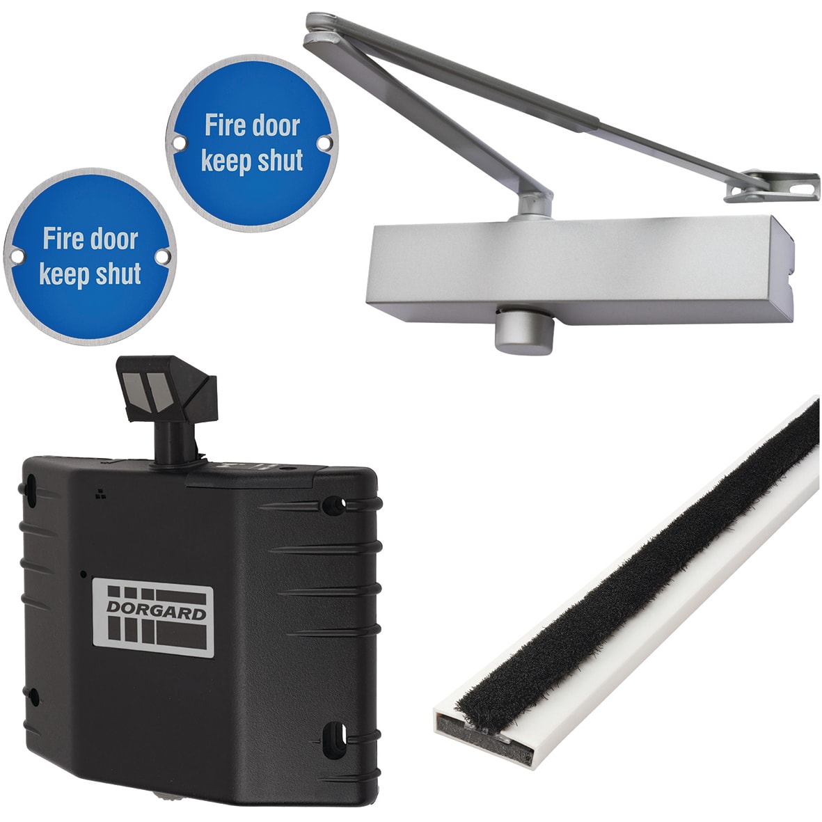 Medium Duty Pull Door Handle Fire Door Kit & Dorgard Holder - Size 2-4 - Push/Pull - Aluminium - view 5