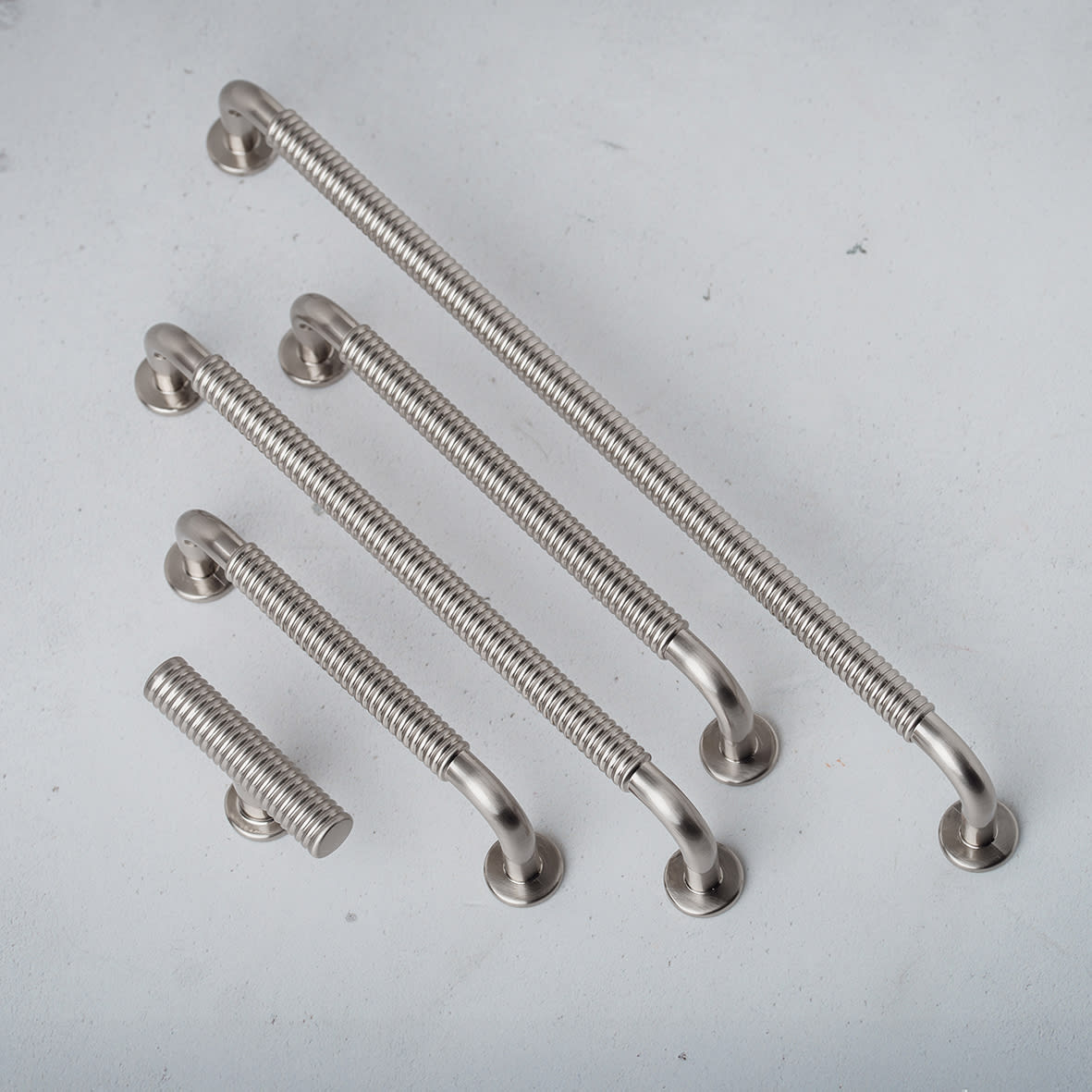 Crewe 10mm Reeded D-Bar Cabinet Pull Handle - 160mm Centres - Satin Nickel - view 3