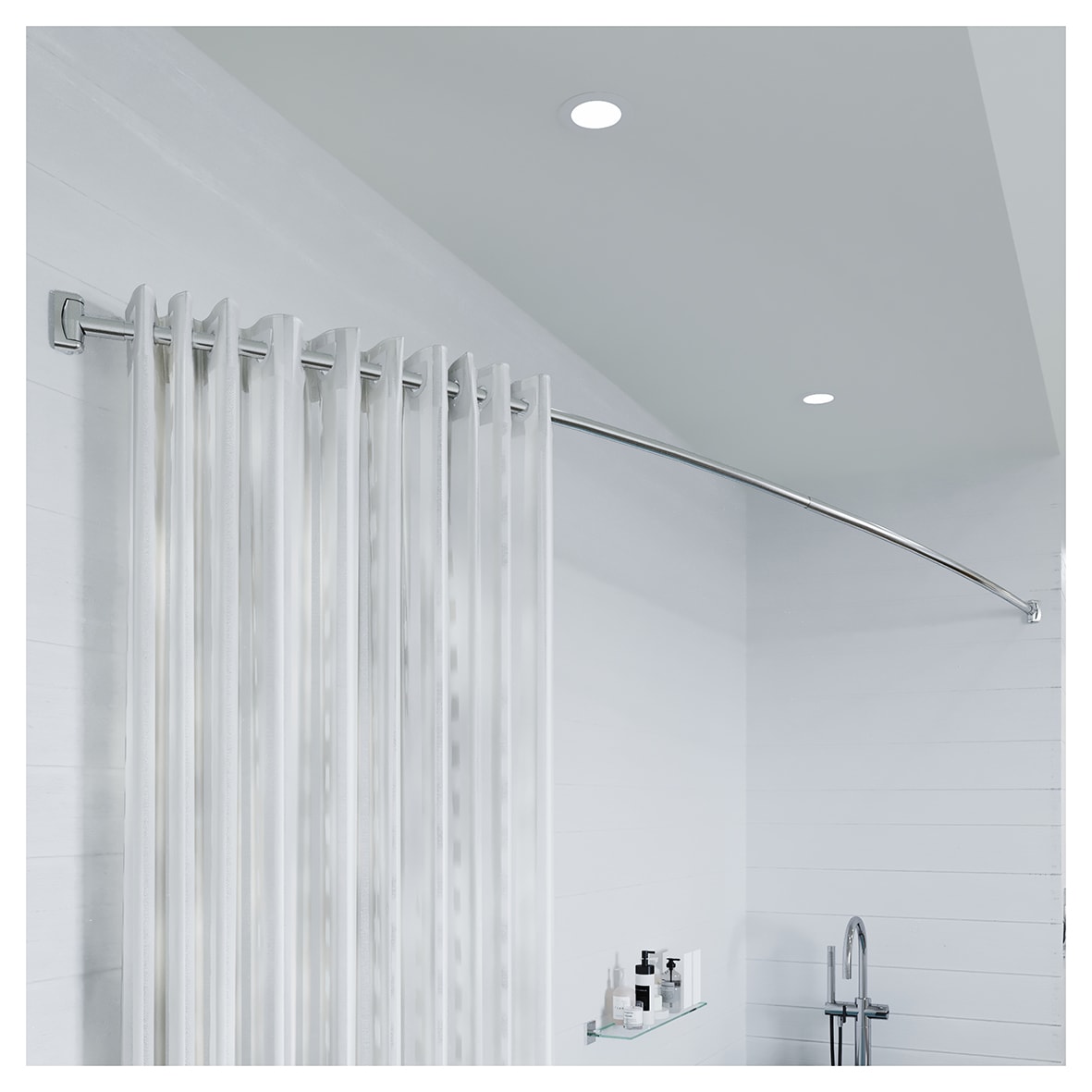 Shower Rail - Premium Telescopic Curved Rod - 1080-1850mm Length - Chrome - view 3